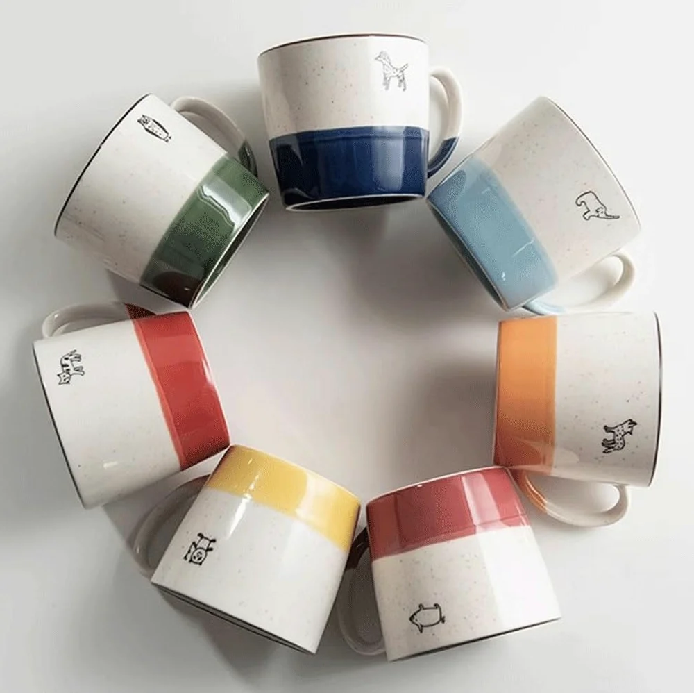 ENGENDER Tazas Cafe Taza De Cerámica Retro, Taza De Café For Oficina, Taza De Té, Taza De Agua Mug Cups(E)
