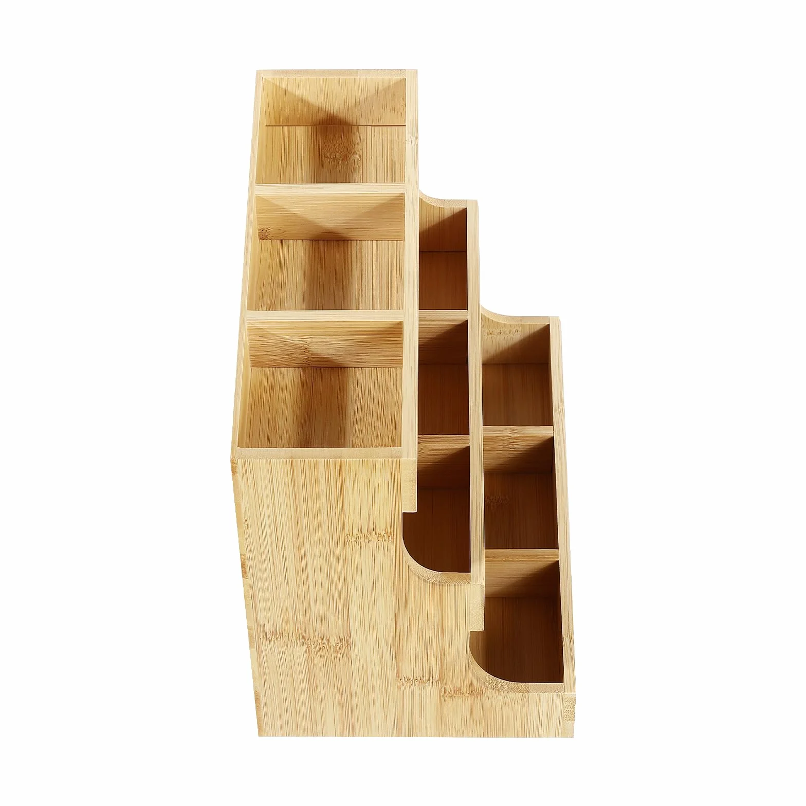 Organizador de bolsas de té de bambú con 9 compartimentos y 3 niveles (27 x 17,5 x 24 cm), capacidad de carga de 5 kg, para casa, oficina y cafetería, diseño sostenible