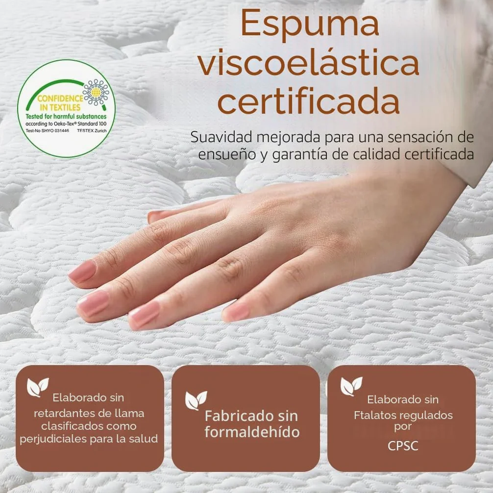 Colchón Viscoelástico 140x200 cm Espuma de Memoria, Altura 30cm, Confort y Firmeza Media | Antiácaros, Antibacteriano, Transpirable, Hipoalergénico | Certificado Oeko-Tex, colchón Muelles Ensacados