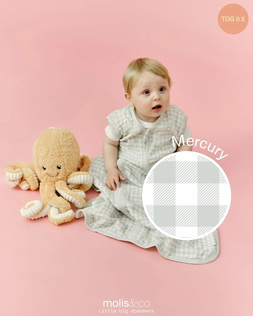 Saco de Dormir para Bebé 0.5 TOG 85 cm Muselina Premium Mercury