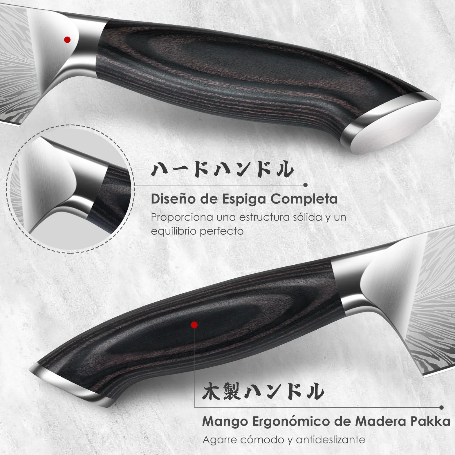SANMEIHO Cuchillo de Chef de Acero en Polvo, 20cm de Cocina de Cocina Japonés, Cuchillo de Cocinero Profesional de Acero Duro, Cuchillo para Trinchar Ultra Afilado, Mango Ergonómico de Madera de Pakka