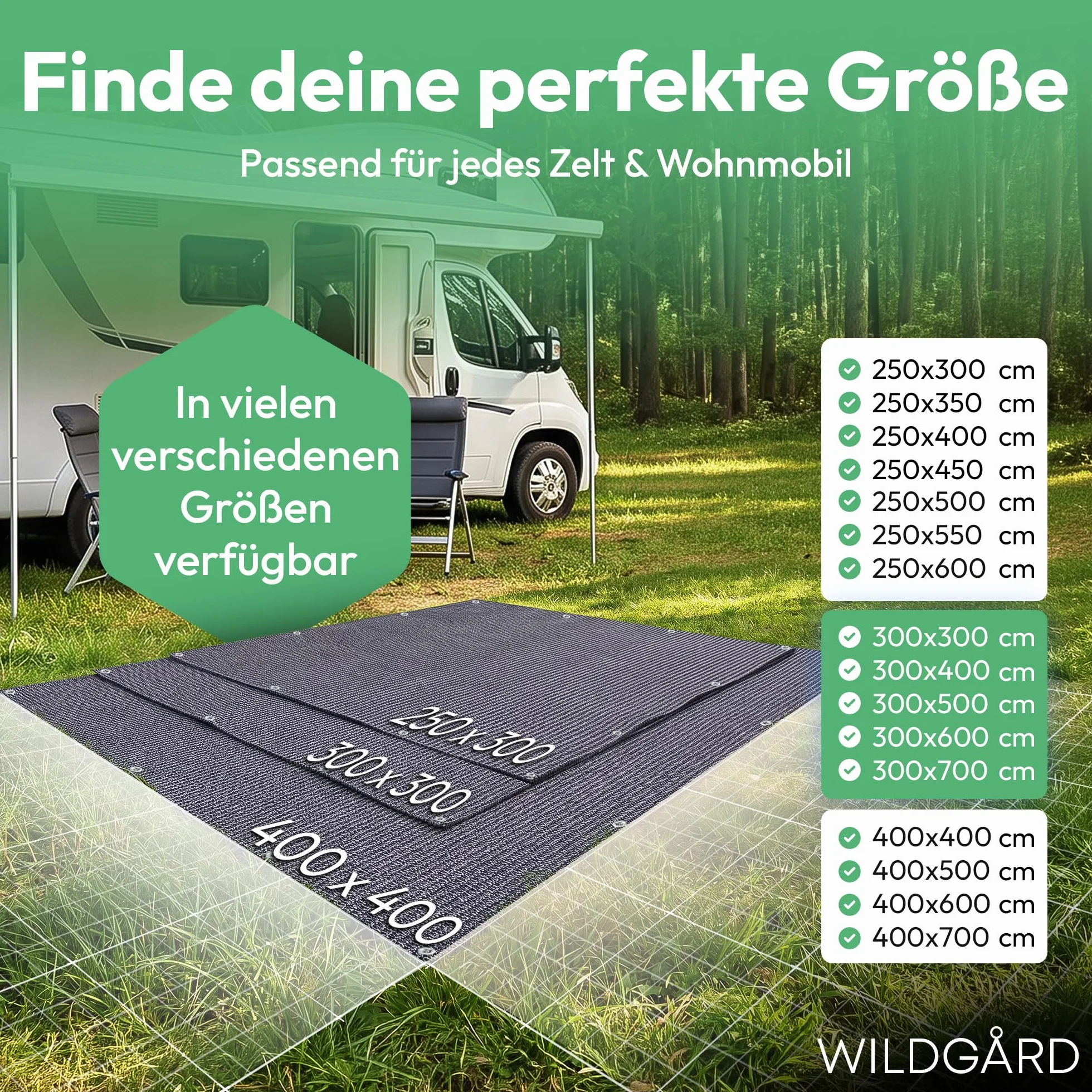 Alfombra para Exteriores Azul/Gris Varios Tamaños para Camping Caravanas con Bolsa Guantes y 8 Piquetas