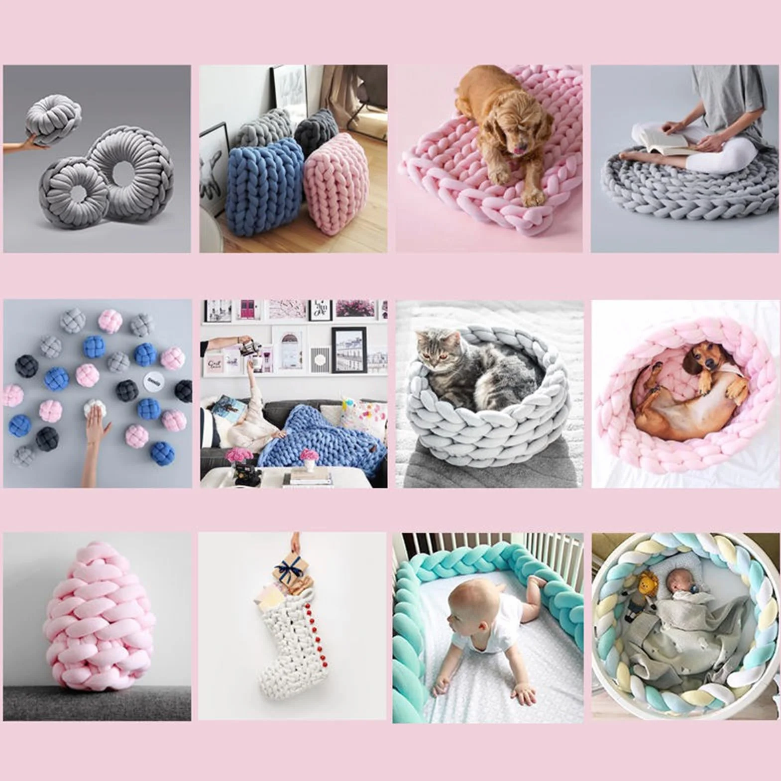 Manta de peluche de punto grueso, 500 g, longitud aprox. 25 m, hilo para tejer a mano, de punto grueso, hilo de lana suave, para mascotas, cama, sofá