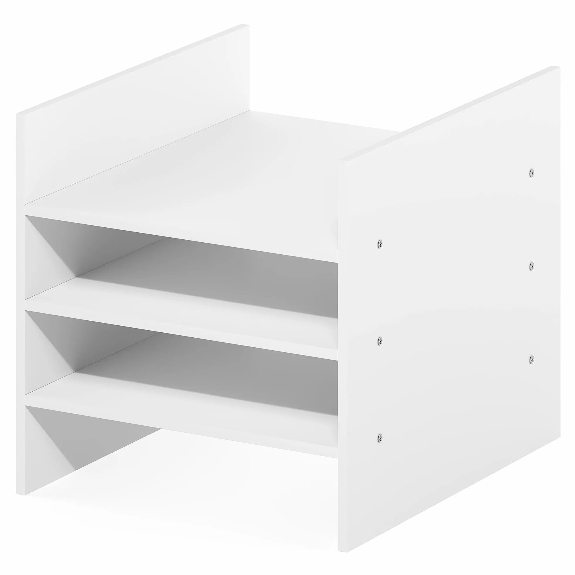 Furinno Cubicle Inserto para Cubo, Organizador de Cubos de 3 estantes, Accesorio de repisa de 3 Niveles, Compatible con Furinno Triple Thick Cubes y IKEA Kallax, Blanco