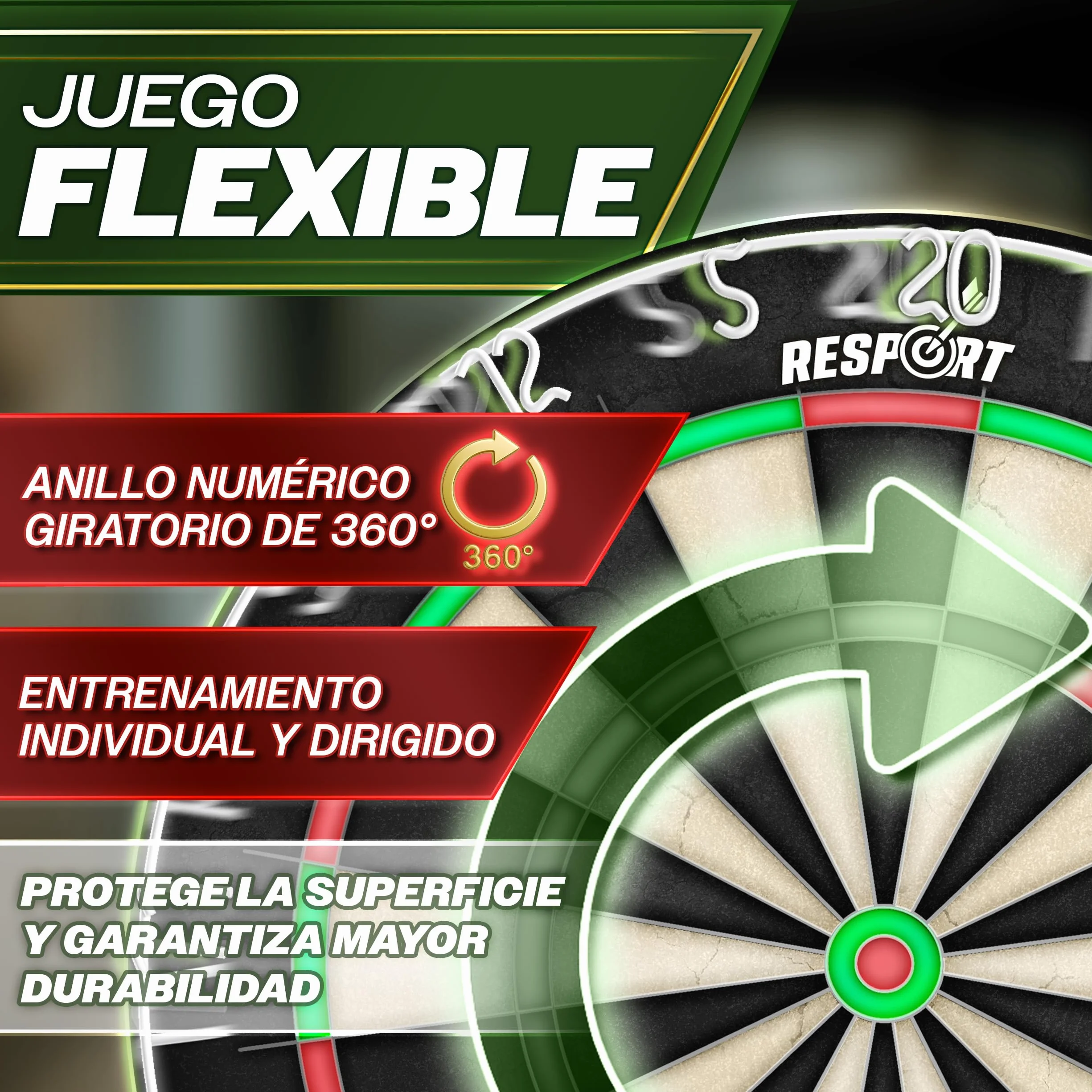 RE:SPORT Diana XXL con 9 dardos profesionales + 24 plumas Pro + accesorios dardos de acero