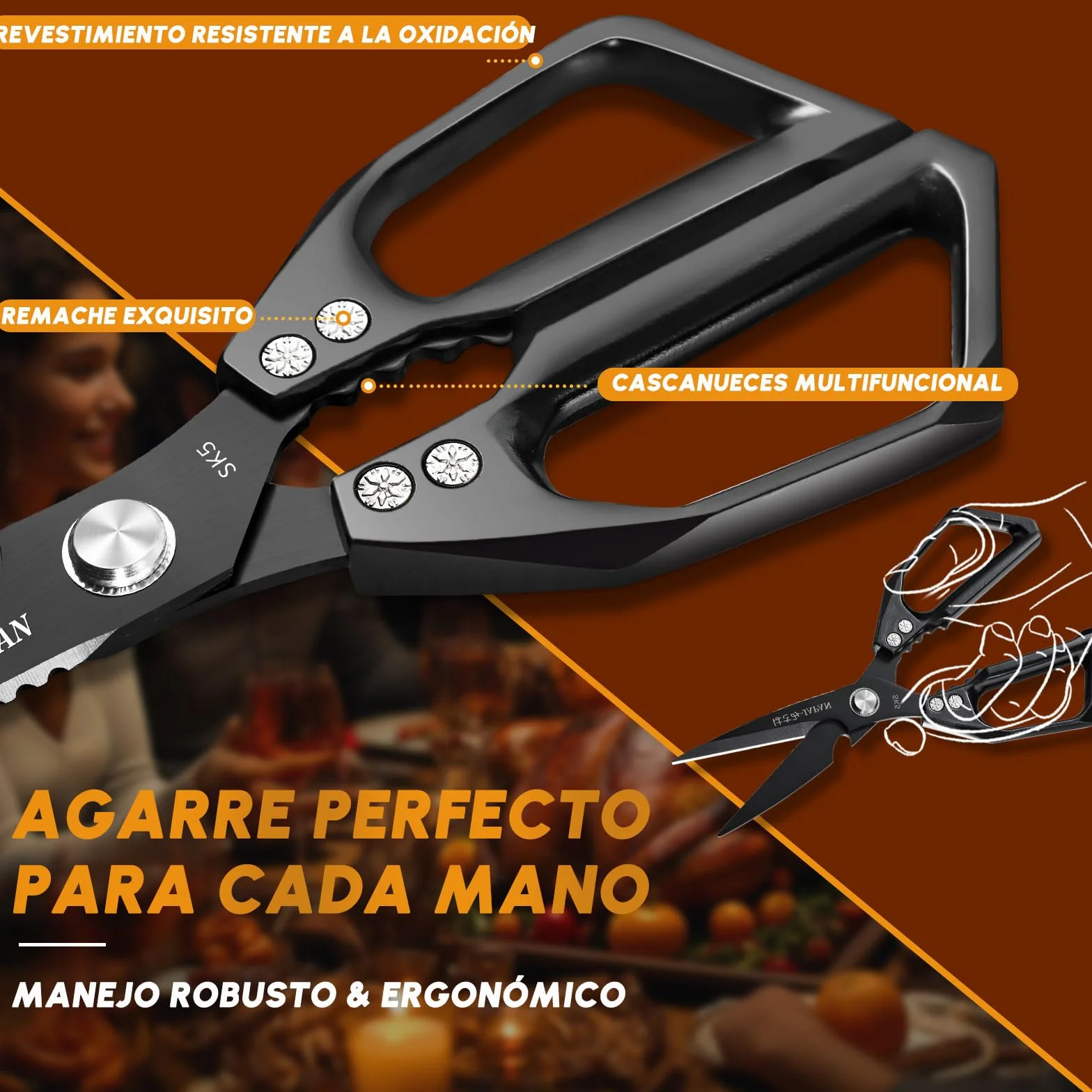Dream Reach Tijeras de Cocina, Multifuncionales Tijeras de Cocina de Acero Inoxidable para Carne, Aves, Verduras, Hierbas, Nueces y Barbacoa