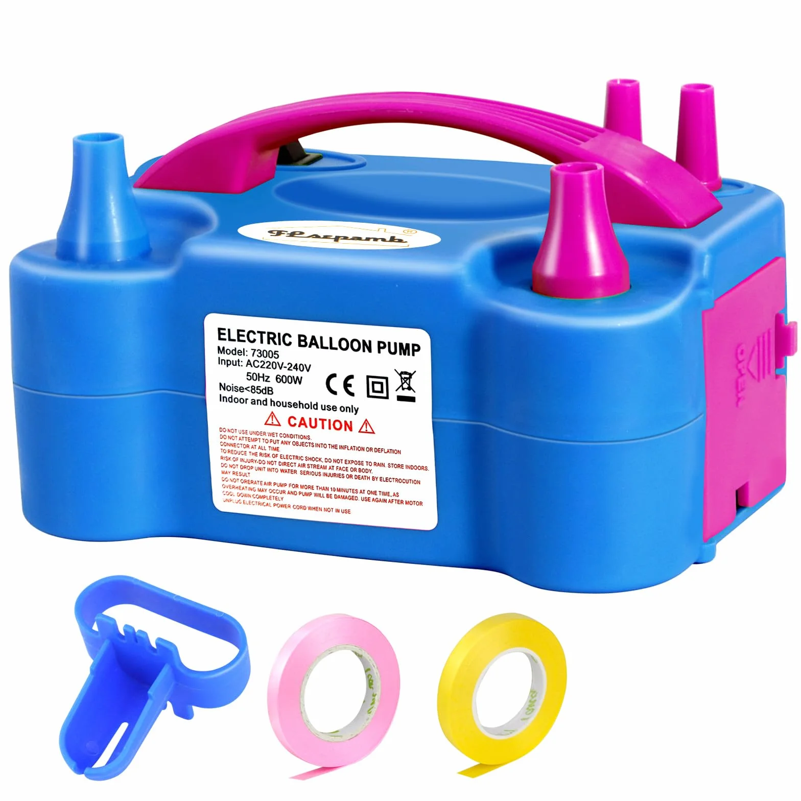 FLSEPAMB Inflador de Globos Electrico 600W ，Hinchador Balones Electrico con 2+2 Boquillas, Maquina Inflar Globos con 2 Modos de Inflado para Decoraciones de Cumpleaños, Fiestas y Bodas