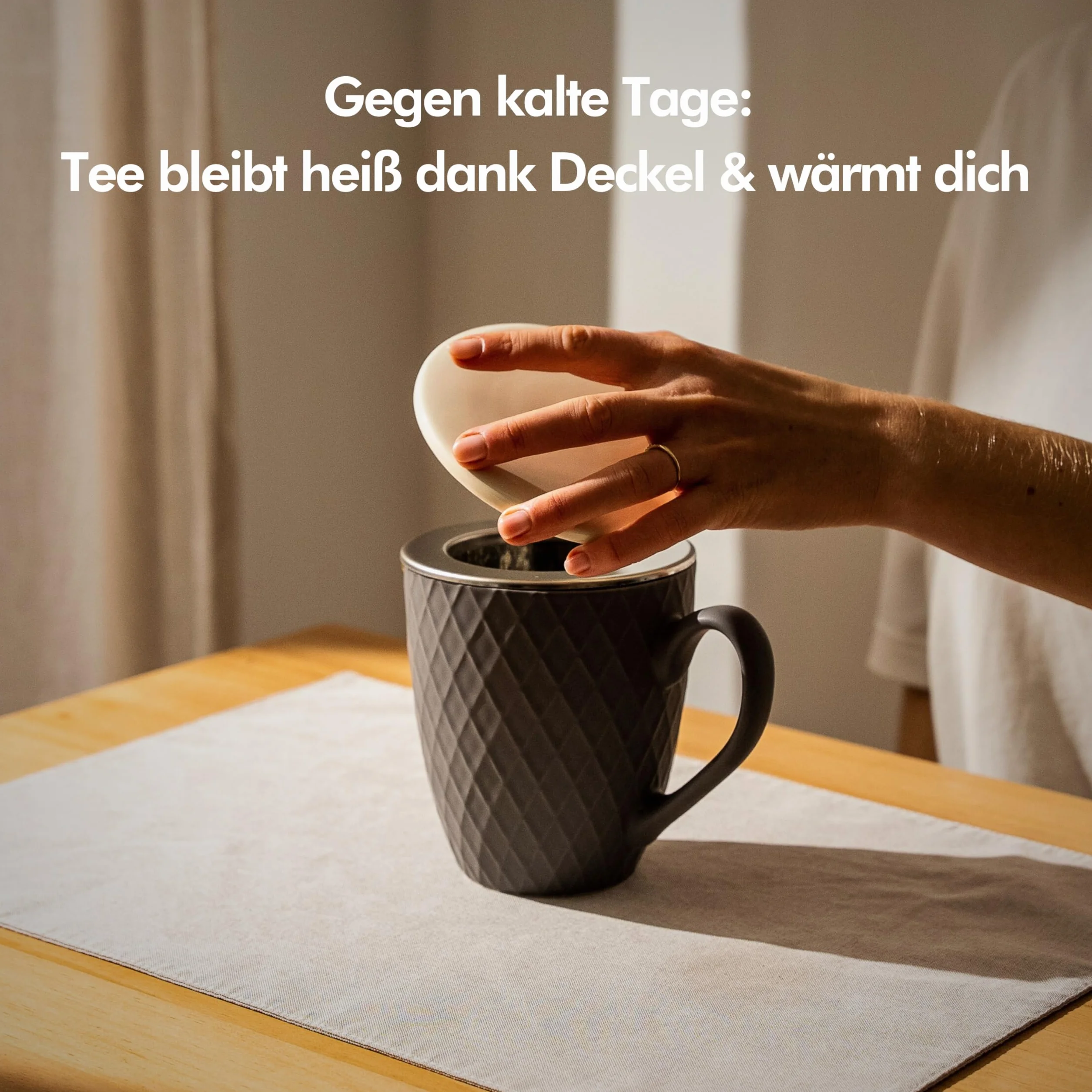 KIVY Taza de Té Grande XXL 650 ml con Tapa y Colador