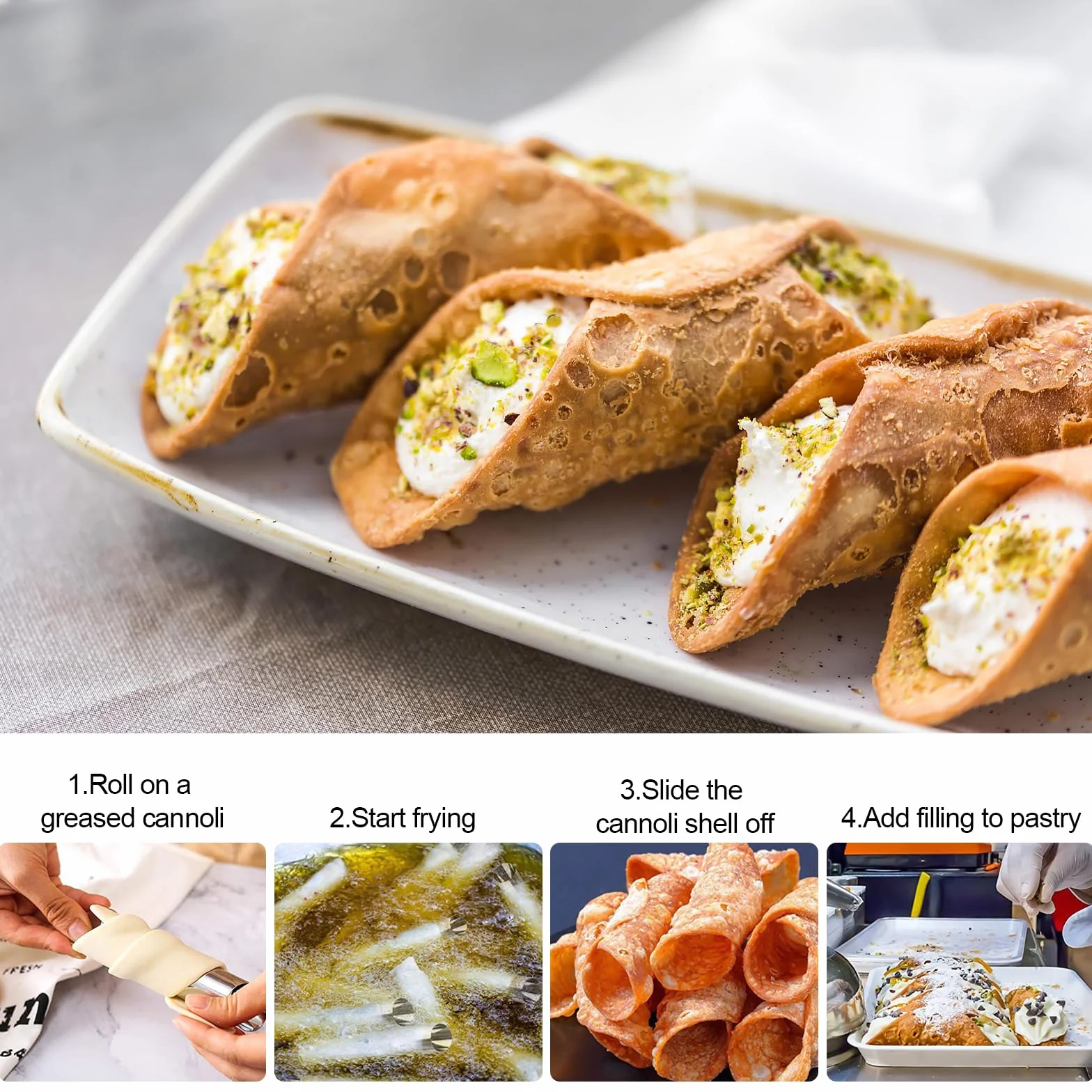 21 PCS Cannoli Molde Tubos, Cannoli Tubes Inoxidable 12 x 2 cm con Cepillo de Limpieza Antiadherente Molde Croissant