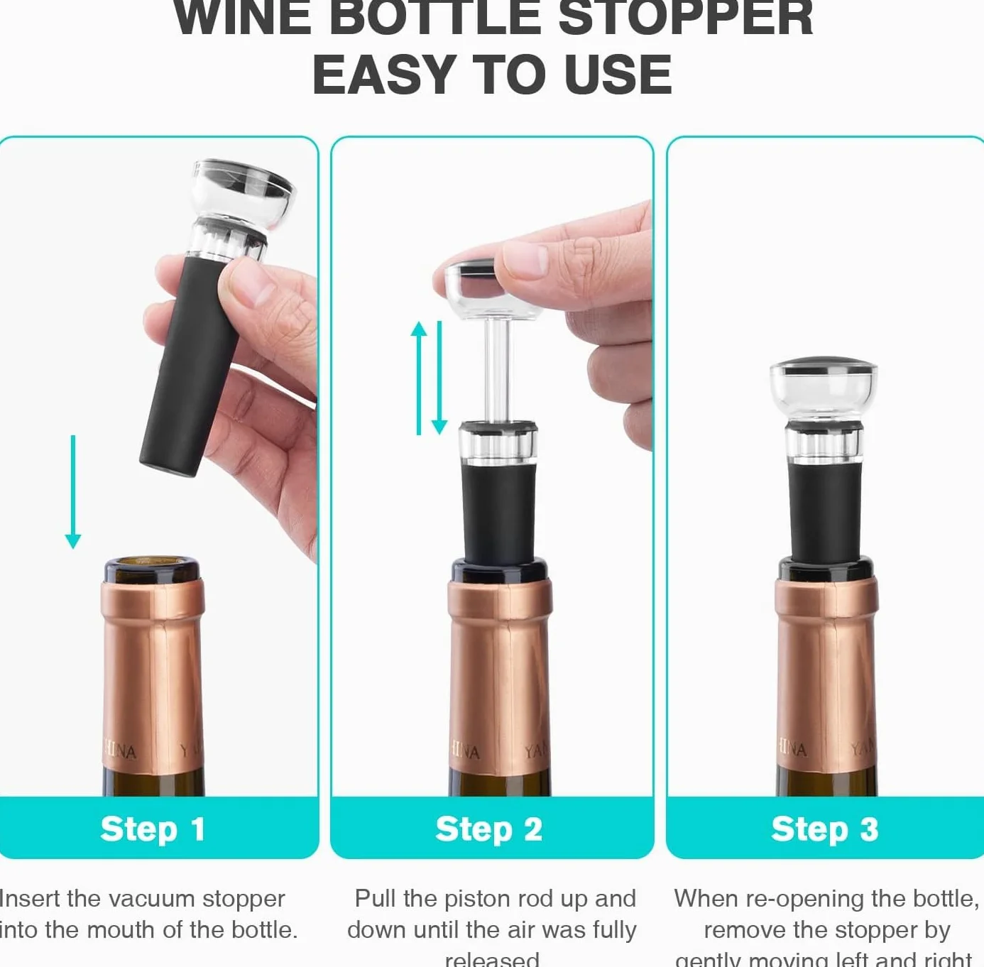 Sacacorchos eléctrico inalámbrico (3 en 1), Abridor de botellas del vino, abrebotellas con cortador de hojalata y bomba de vacío，Ideal para reuniones familiares, bares y regalos (1 pack)