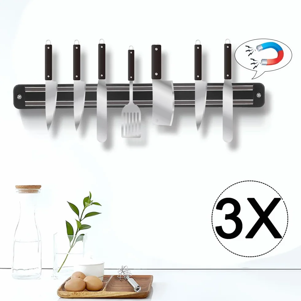 3 Unidades De Barra Magnética Para Cuchillos De Cocina, Soporte Magnético De Acero Inoxidable, Soporte Magnético Para Cuchillos, Soporte Magnético Para Cocina, Barra Magnética Universal Para, 33 Cm
