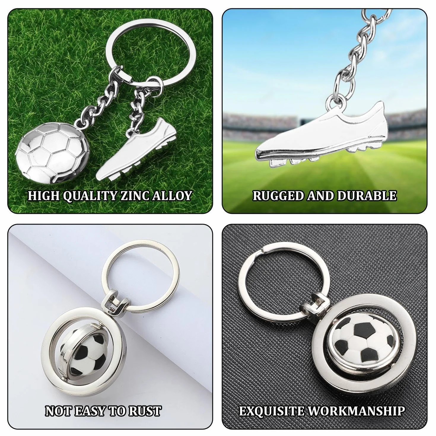 Llaveros Conmemorativos de Fútbol de 2 Piezas de Metal para Fanáticos