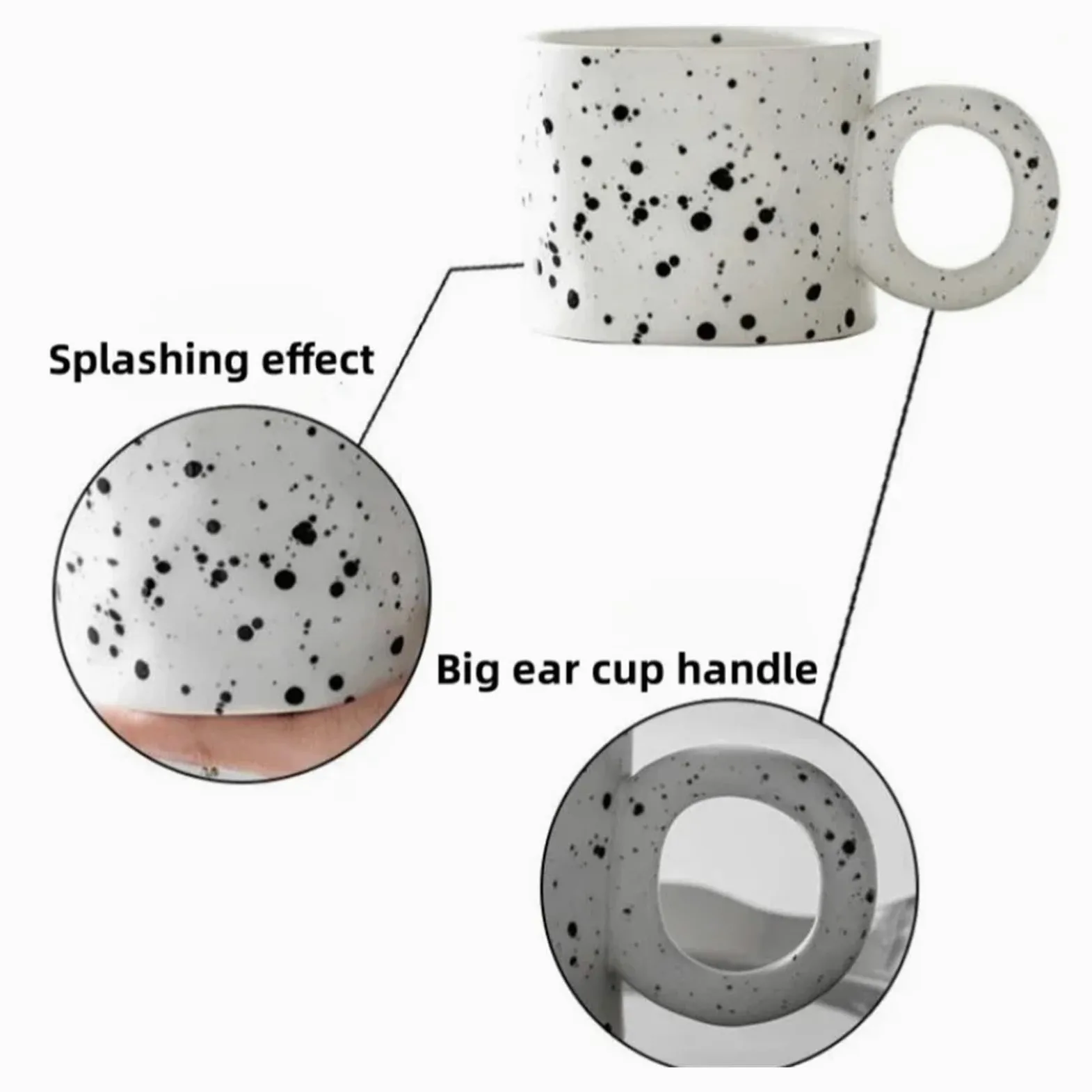 Tazas de café grandes de cerámica, Taza de café porcelana cerámica for desayuno, taza avena con asa anillo, multicolor, 450 ml(Green)