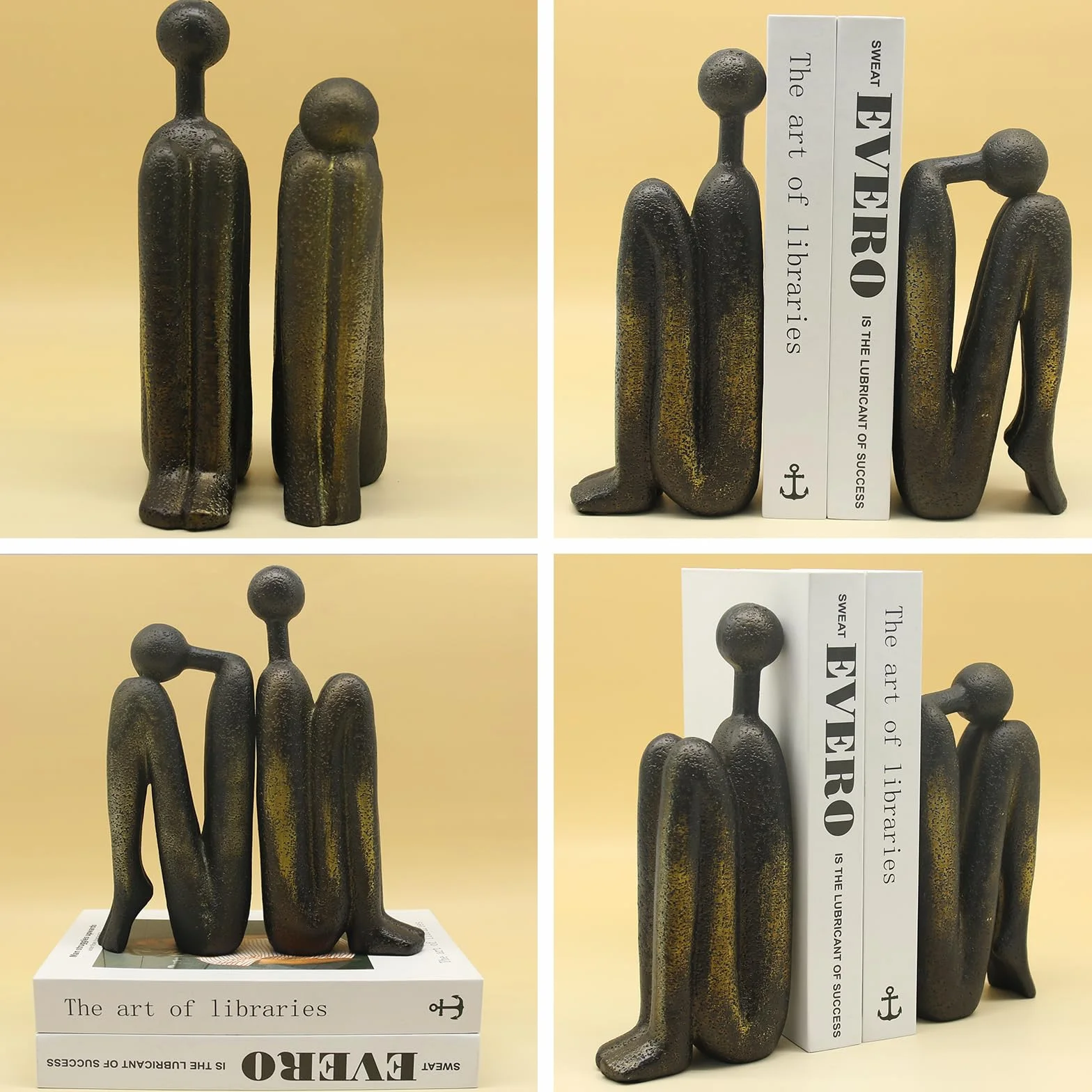 Lukitas Thinker - Estatuas y esculturas, sujetalibros Decorativos Antideslizantes, tapón de Libro para estantes, Resina