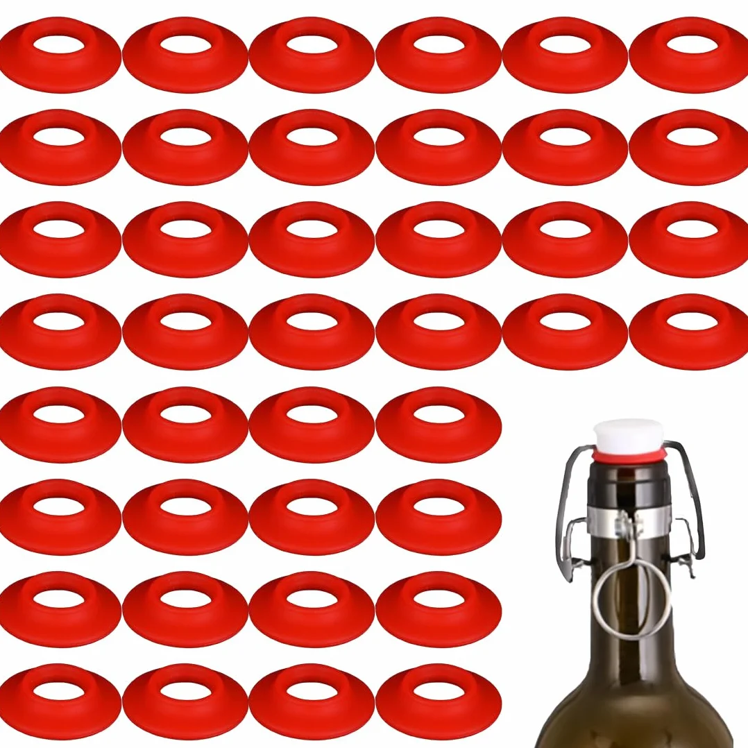 40 Piezas Junta de Silicona,Junta de Goma de Botella Giratoria,Sello de la Botella de Cerveza,Sello de Tapa de Silicona,Junta de Botella Volcada,Sello de Silicona para Tapa de Tapa Giratoria