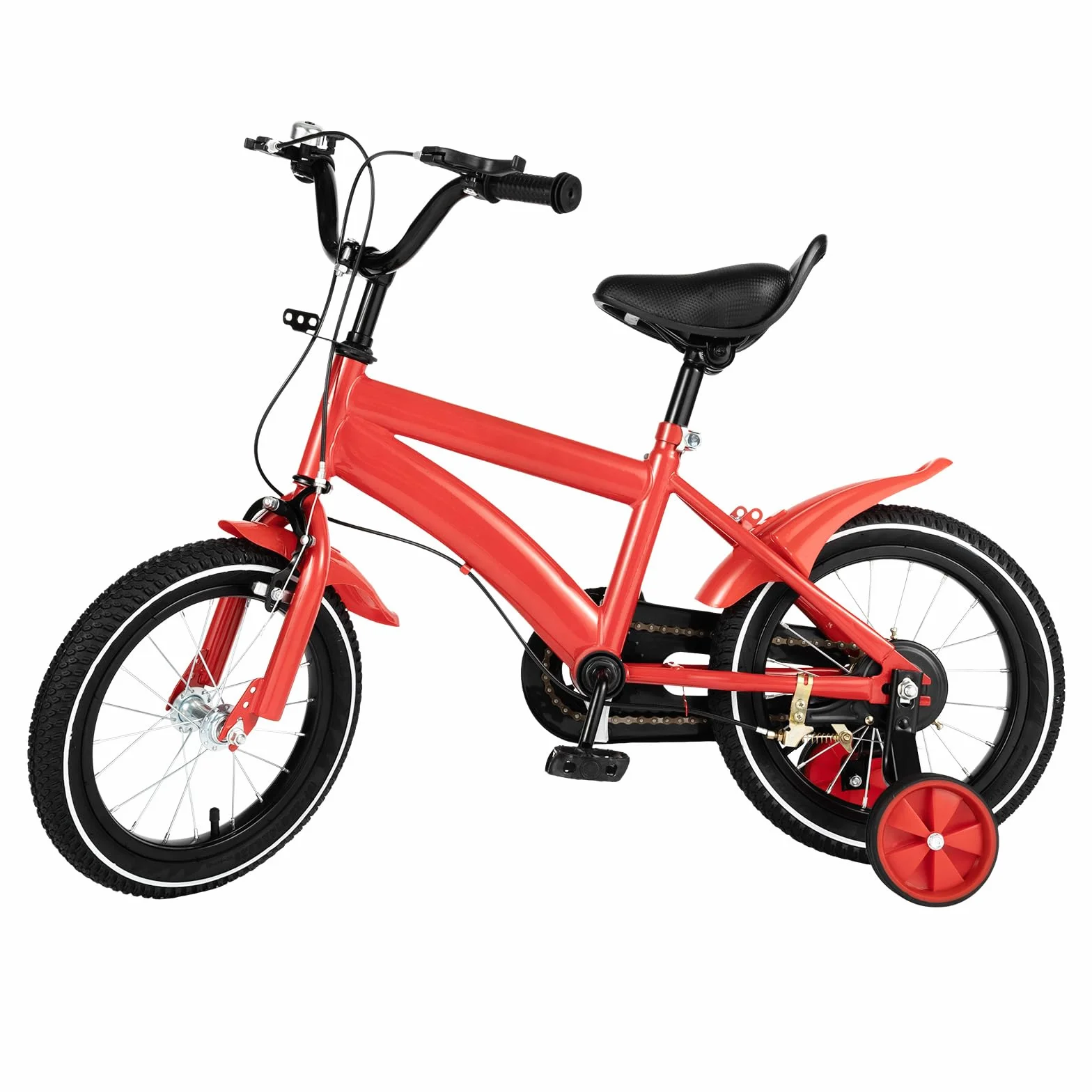 Bicicleta infantil 14 pulgadas ruedas estabilizadoras roja para niños niñas 3-8 años