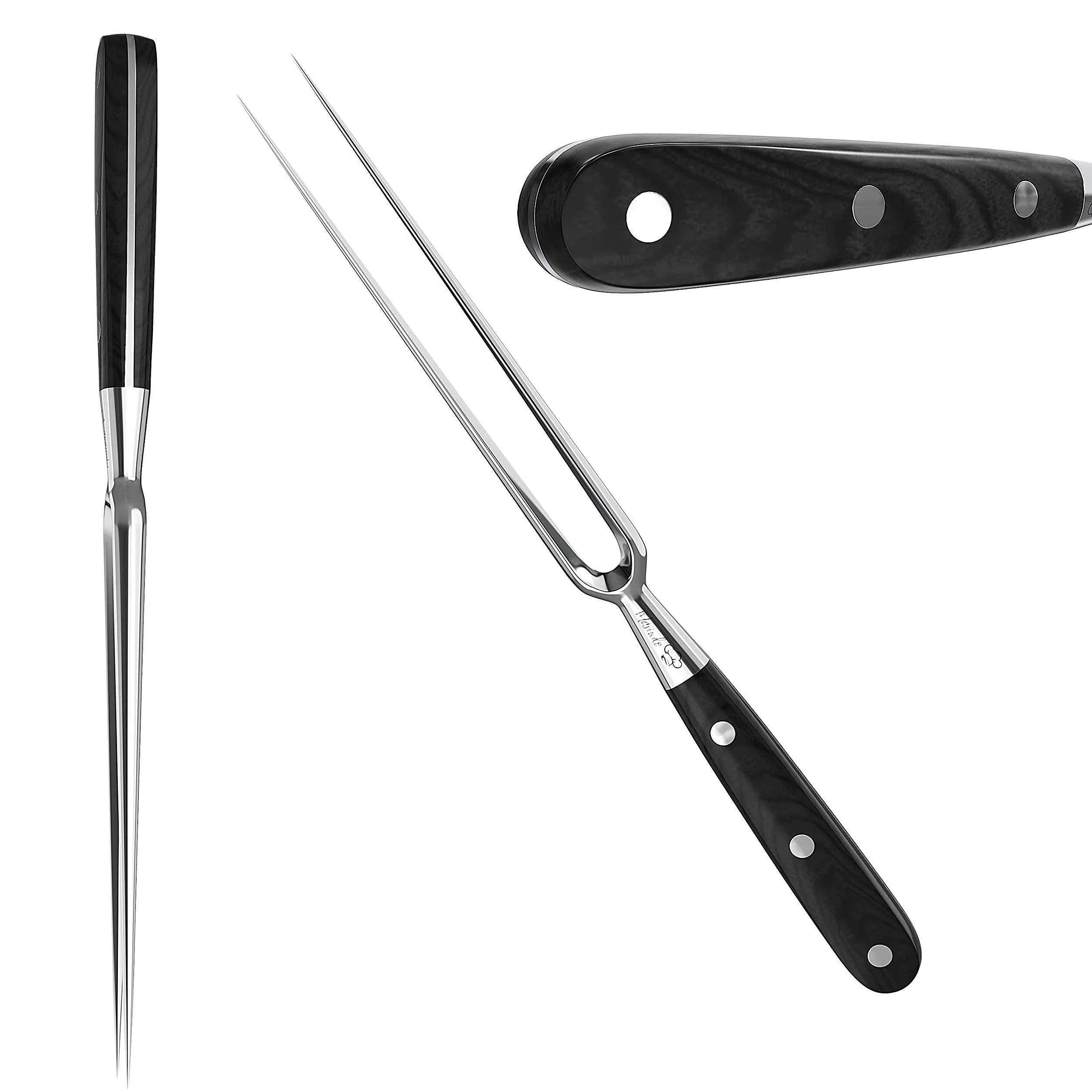 Marindo® Tenedor Profesional de Carne de Acero Inoxidable | 31,5 cm Con Mango de Madera y Hoja de 17 cm | Para Barbacoa y Trinchar