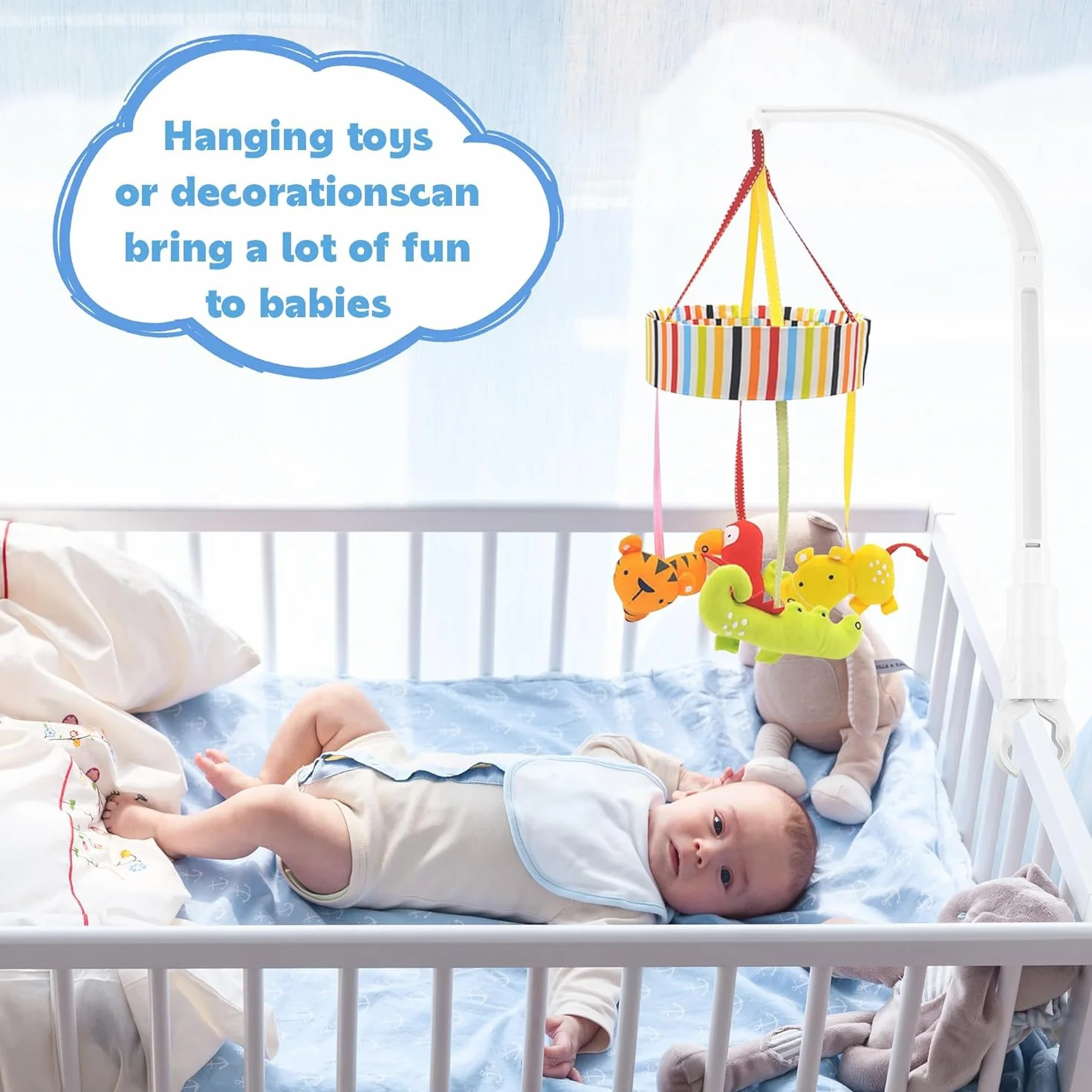 Soporte Móvil para Bebés, Soporte Campanilla Cuna Móvil, Soporte Móvil Ajustable para Bebés, Soporte para Móvil para Bebé, Soporte de Campana de Cama para Colgar Campanillas Decoración