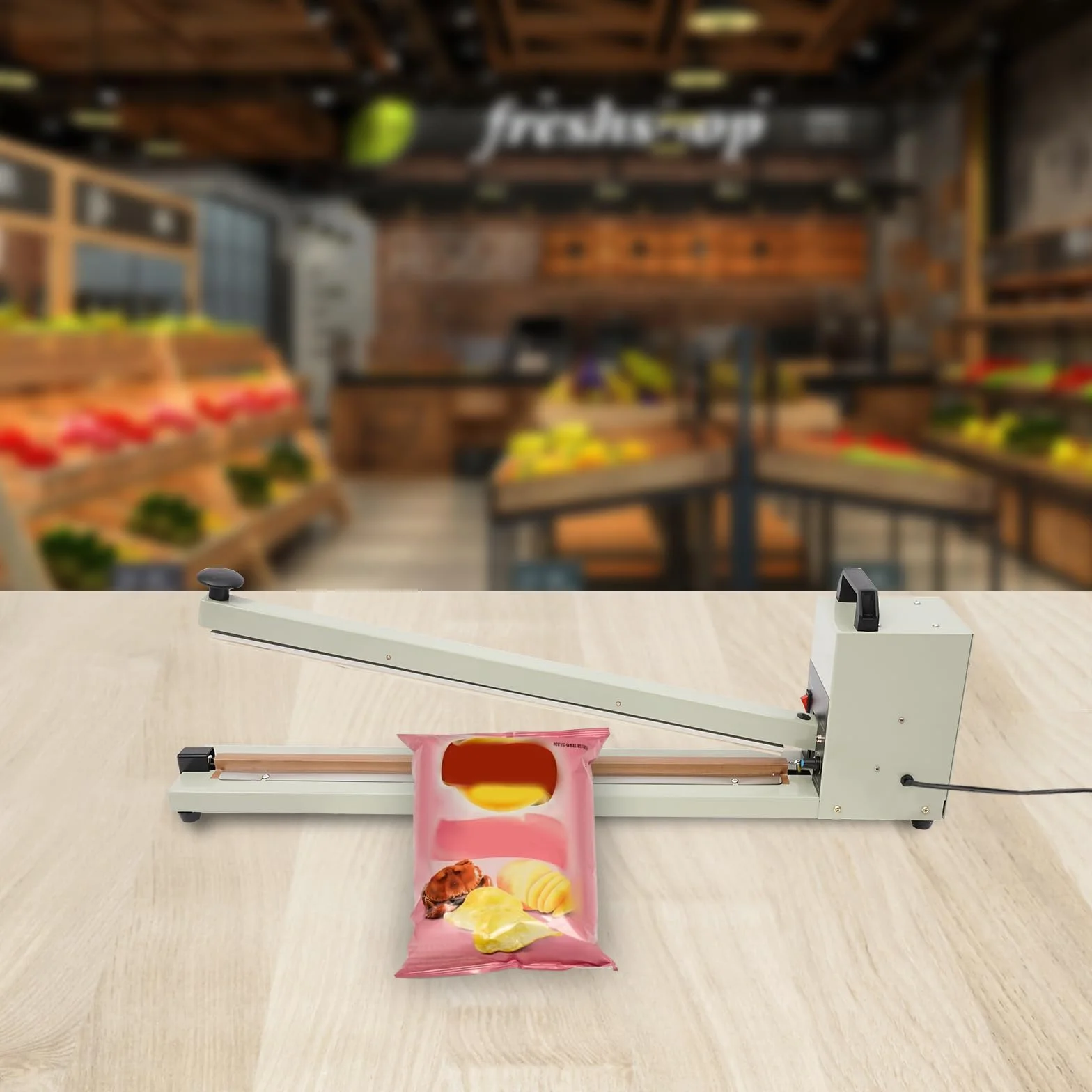 Selladora 600 mm, termoselladora 750 W, soldadora con 8 niveles de temperatura, ancho de sello 3 mm, ideal para hogar, panaderías, cafeterías y pequeños comercios