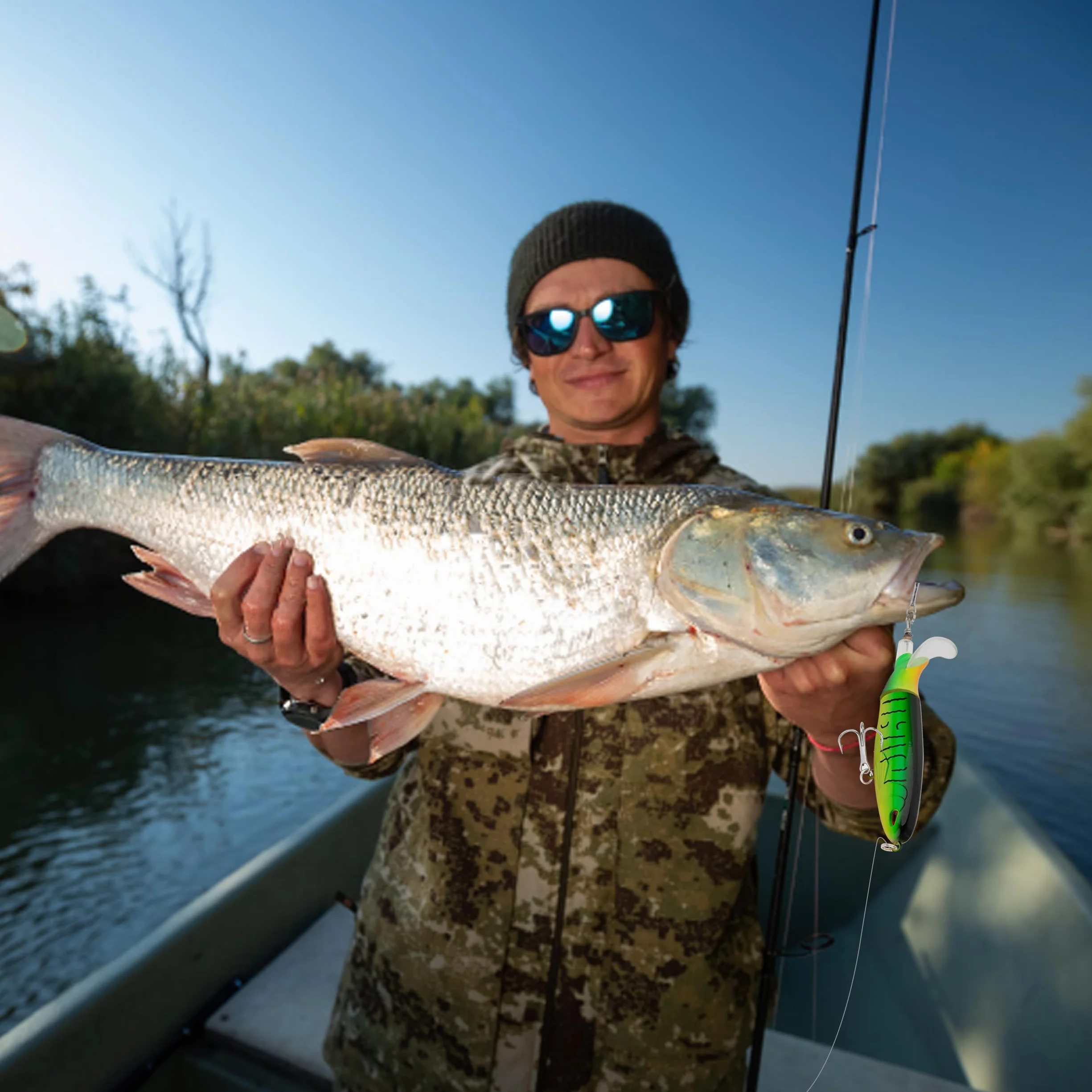 Señuelo Pesca, Señuelos Superficie Lubina con Ganchos, Fishing Lure Bait 13g, Regalos de Pesca para Hombres Trucha Bagre Siluros Bass (4 Piezas)