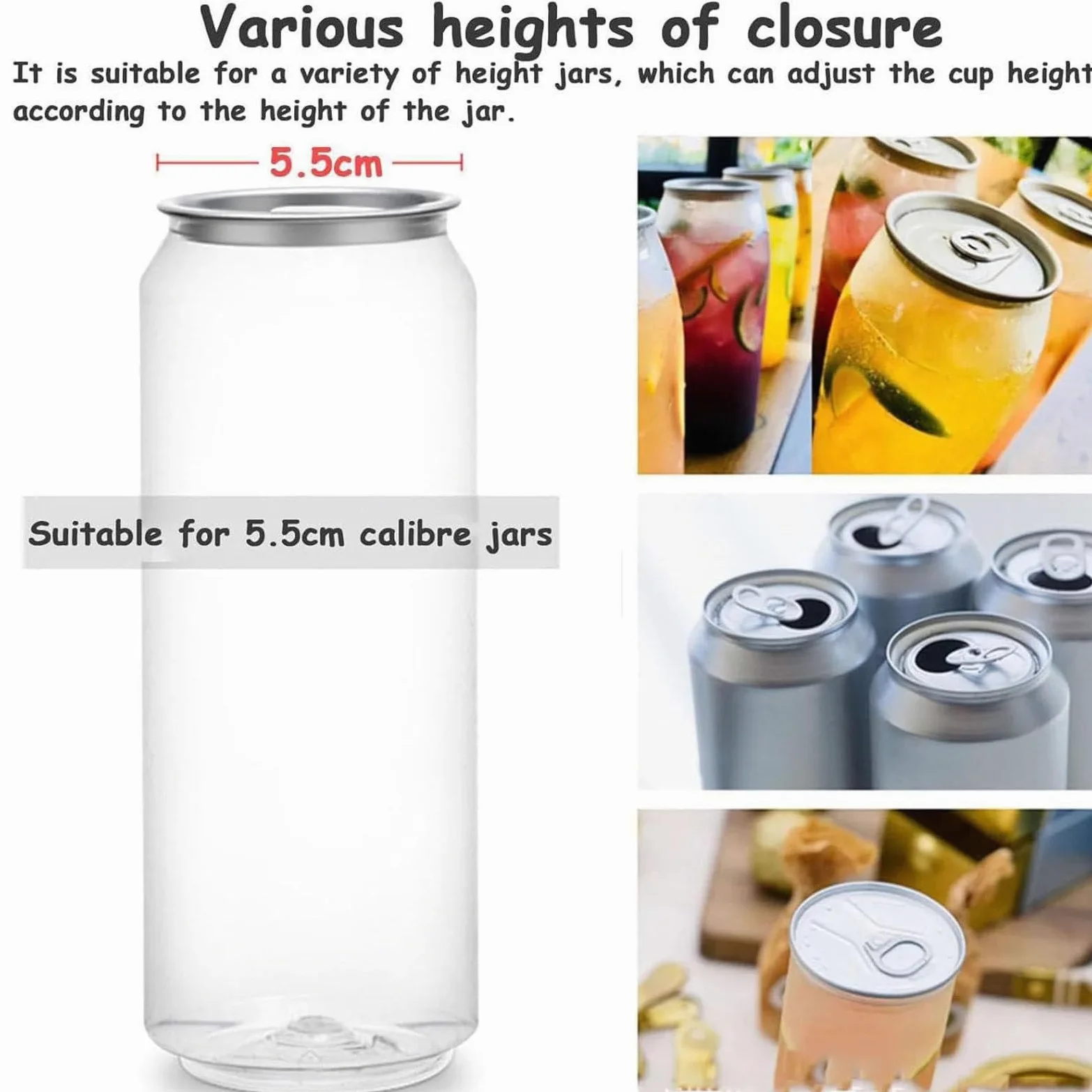 Máquina selladora de latas totalmente automática, 370 W, 55 mm, altura ajustable con pantalla LED para uso doméstico y comercial