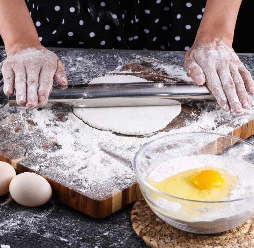 13"Pin de Rodadura de Acero Inoxidable Profesional de 13" □ Rodillo de Masa para panaderos Hacer Pizza, Galletas, pastelería, Pasta, Masa de albóndigas