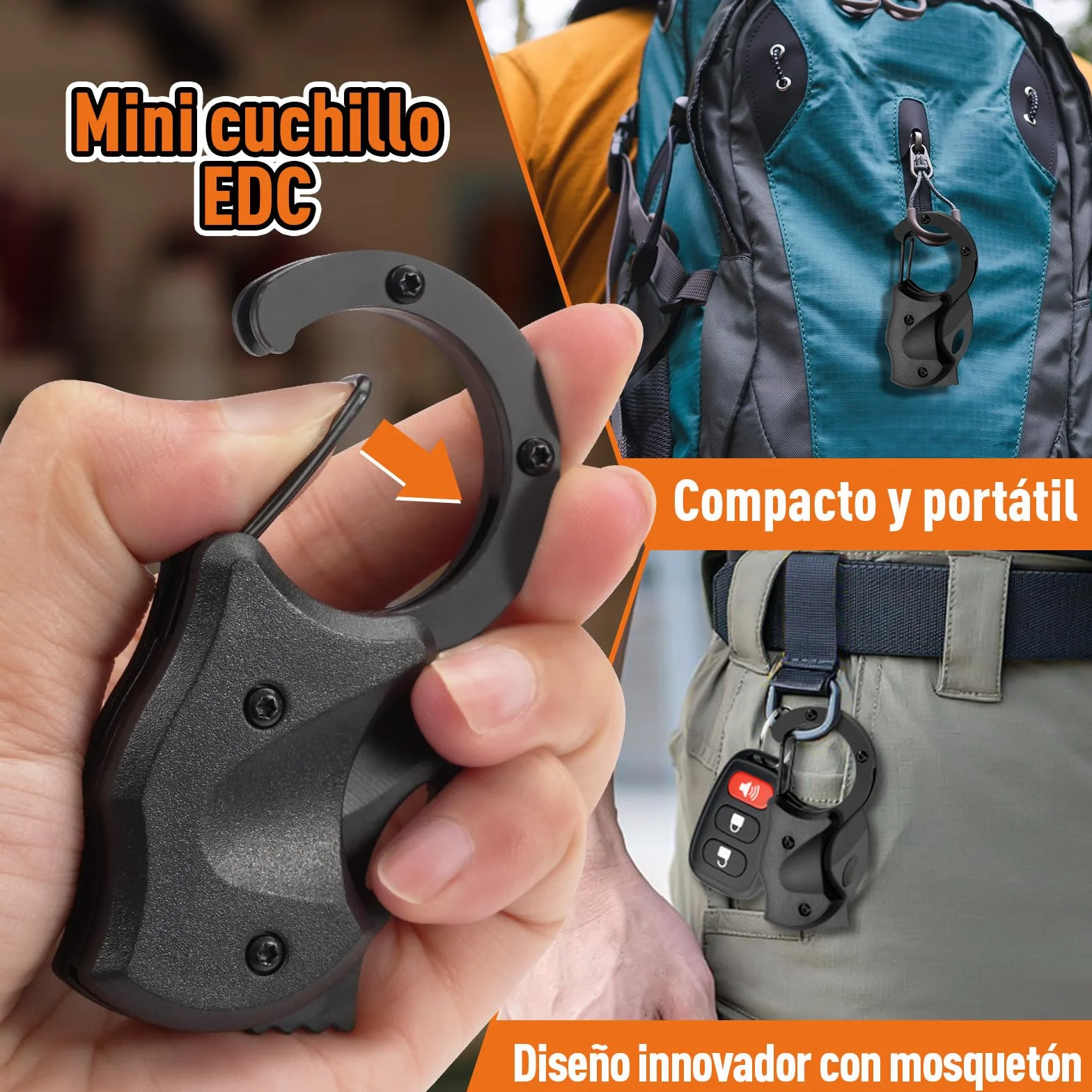 ZOOI Navaja Multifuncional EDC con Mosquetón, Regalo Original para Hombre
