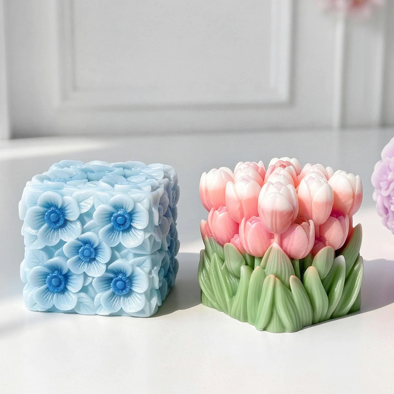 Molde de silicona con forma de cesta de flores, molde de silicona para jabón, manualidades, decoración de boda, elastómero fundido de chocolate