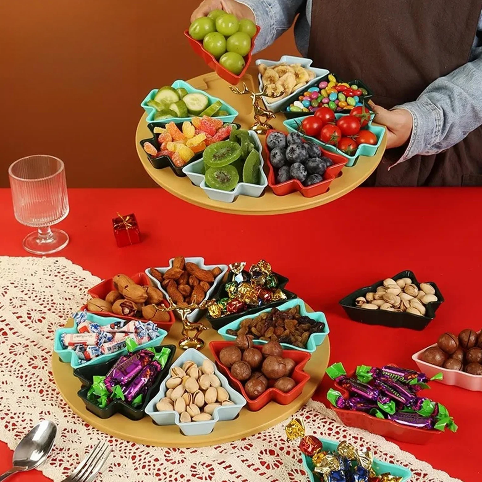 Plato de fruta árbol, plato dividido, seca for el hogar para Almacenar Nueces