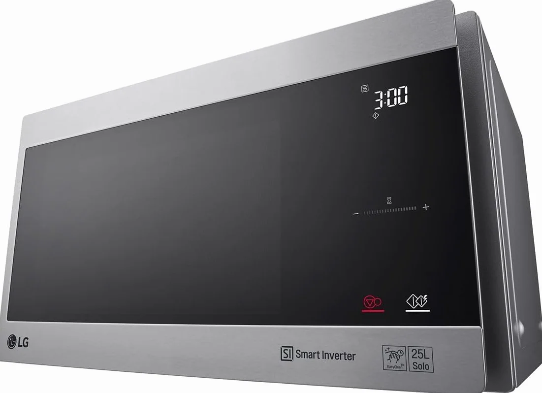 LG Microondas MS2595CIS con tecnología Smart Inverter 25 litros de capacidad, 1000 W, programas automáticos, niveles de potencia ajustables y función EasyClean, color plateado