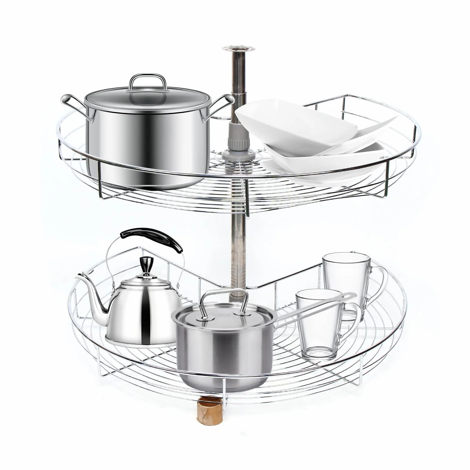 Carrusel de cocina, armario de cocina, estante giratorio, armario de carrusel, ajustable, herraje giratorio de 270°, armario de esquina, diámetro de 71 cm, para armario de esquina, plato
