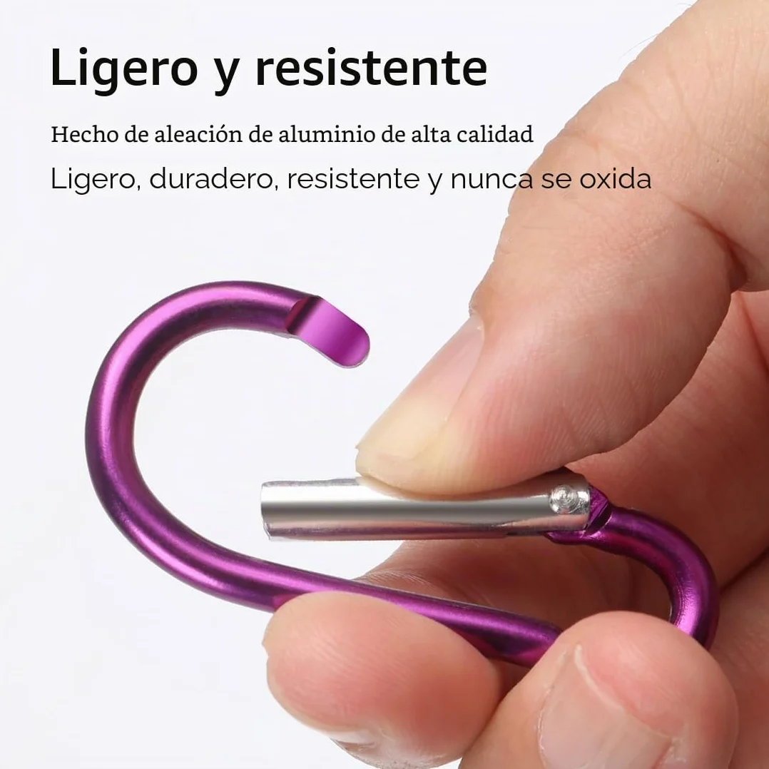 Mini Mosqueton Aluminio Pequeño 5 Colores Mosquetón Llavero 47x22 mm para Mochileros Camping Pesca Viajes