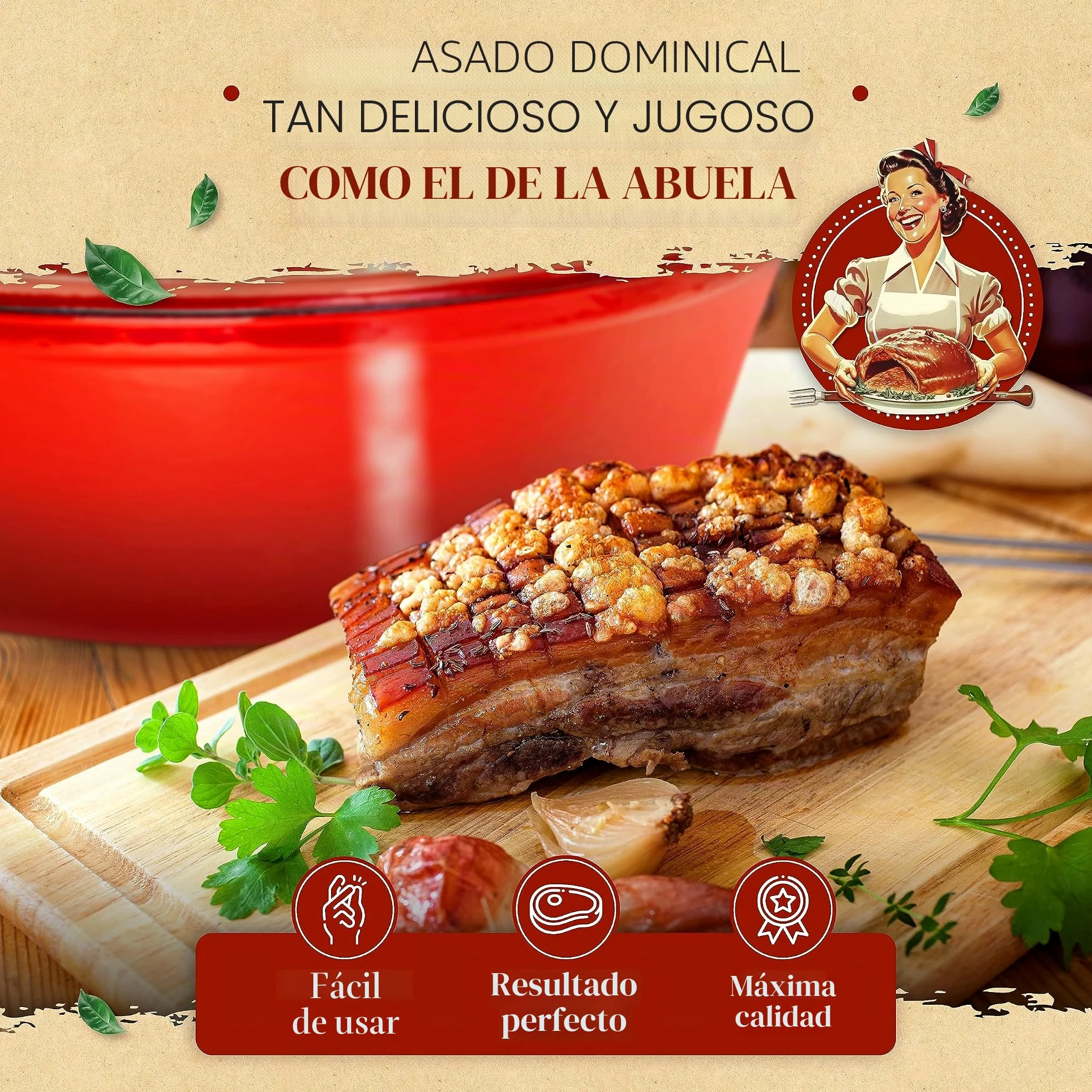 KRUSTENZAUBER Cacerola de hierro fundido con tapa, 33 cm, apta para horno, incluye tenedor de carne, 6 l, esmaltado, olla XL de hierro fundido, olla ideal para cocinar Kazan, para inducción, ovalada