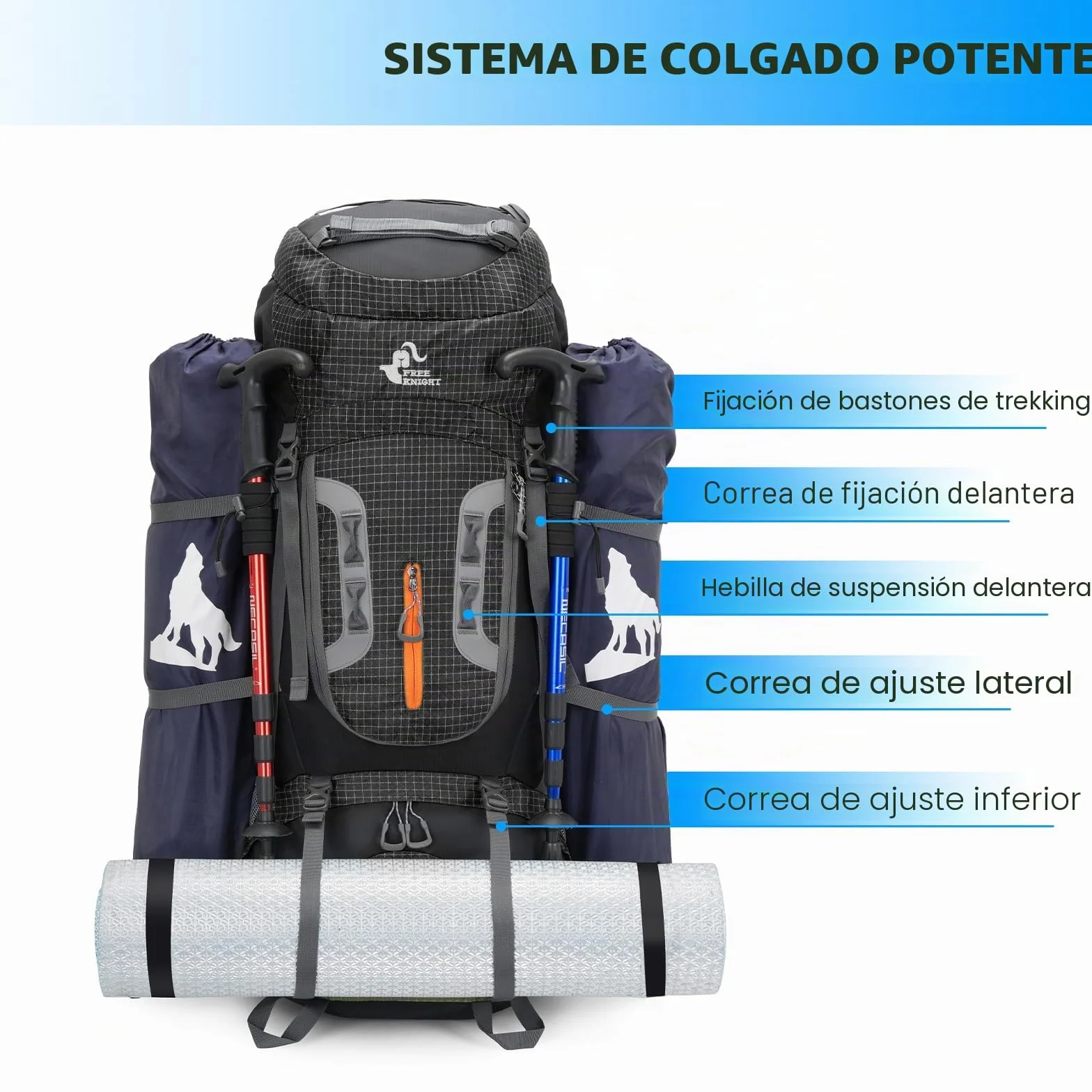 Bseash Mochila impermeable 80 L para senderismo camping con cubierta lluvia ligera deportes aire libre viajes escalada