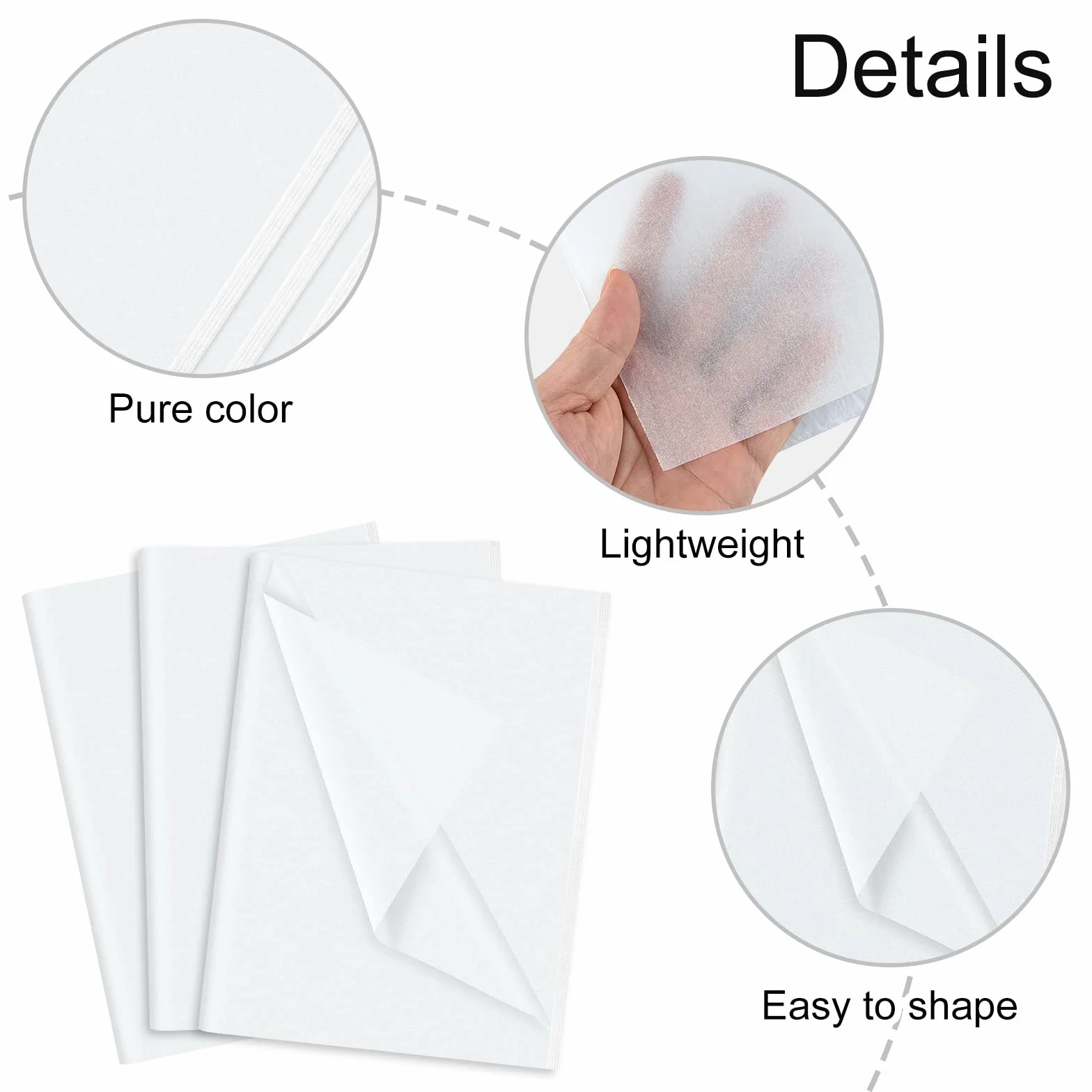 NEBURORA Papel de seda blanco para bolsas de regalo 60 hojas 50 x 35 cm Papel de embalaje blanco para envolver regalos Relleno Flor Arte Artesanía DIY Cumpleaños Boda Decoración (Blanco)