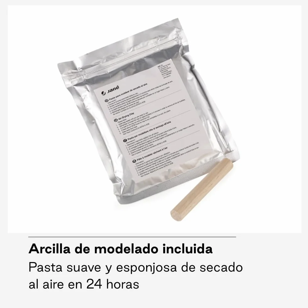 Jané Marco Huella Bebé Arcilla Modelado Secado 24h Recuerdo Mano Pie Mascota Blanco