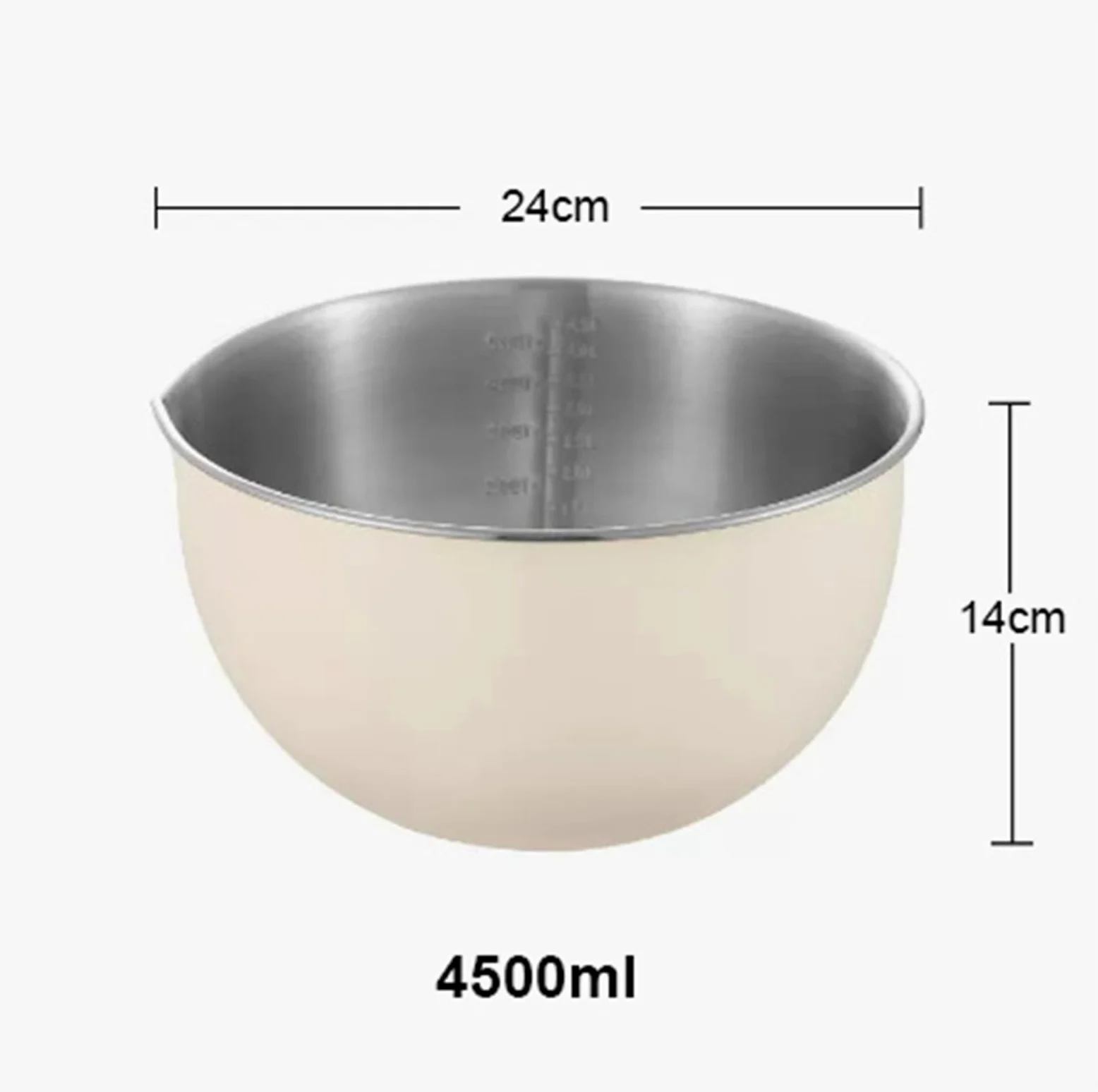 Tazón Para Mezclar Juego de tazones for mezclar acero inoxidable | 1.5 2.5 4.5L Ensalada De Bollería Antideslizante(White 4.5L)