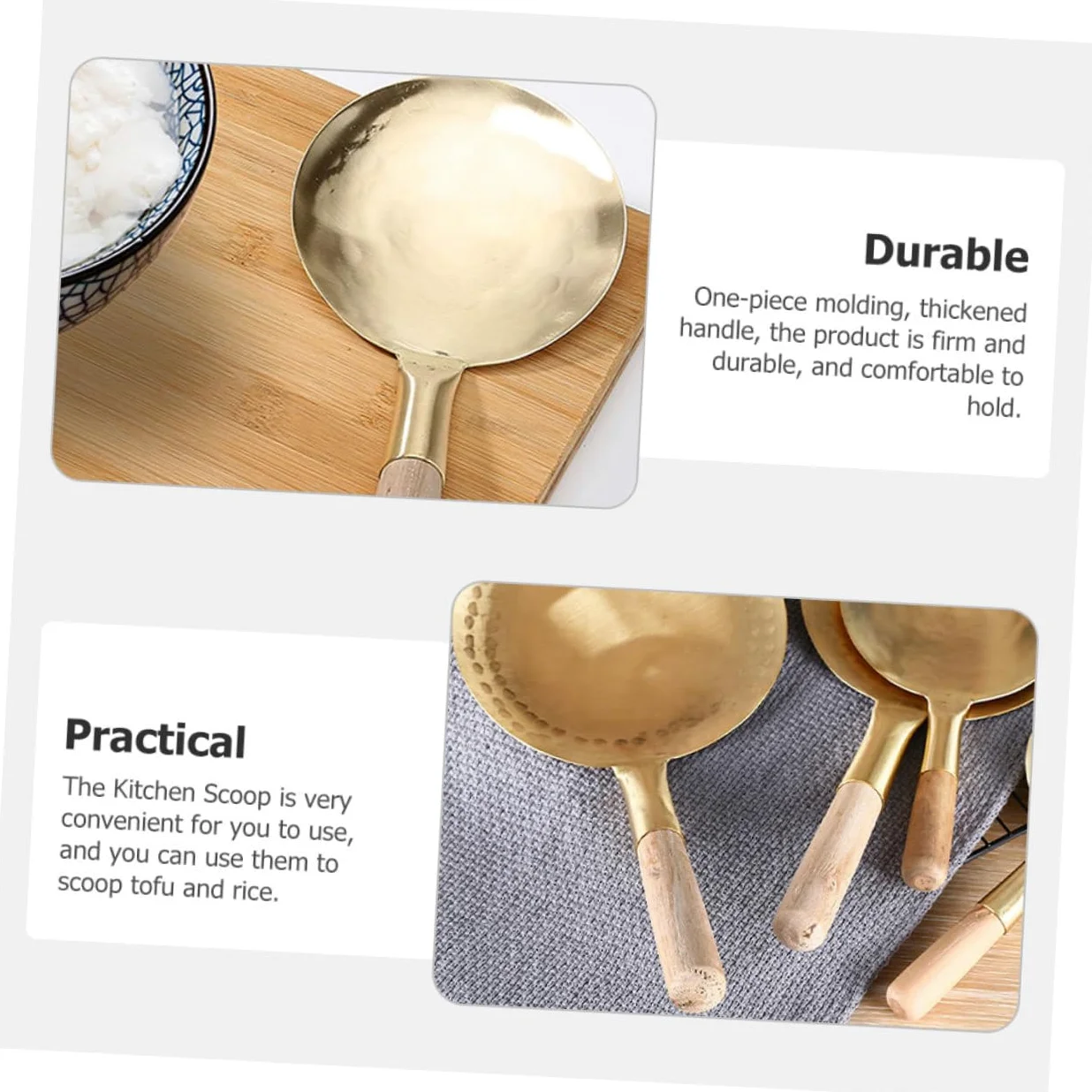 3piezas Cucharón Multiusos De Tofu De Inoxidable Utensilio Práctico Para Cocinas y Jardines Para Servir Sopa y Arroz Diseño Creativo y Funcional