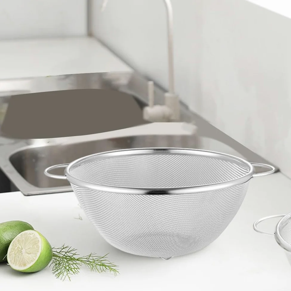 Tamiz de acero inoxidable 304 con base estable para drenaje de arroz de frutas y verduras