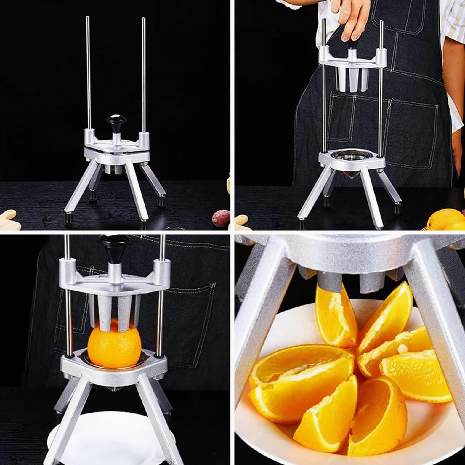 Cortador de frutas, cortador manual de limón con hoja de acero inoxidable para un fácil corte de cuña, ideal para bares, restaurantes, fiestas y uso en la cocina