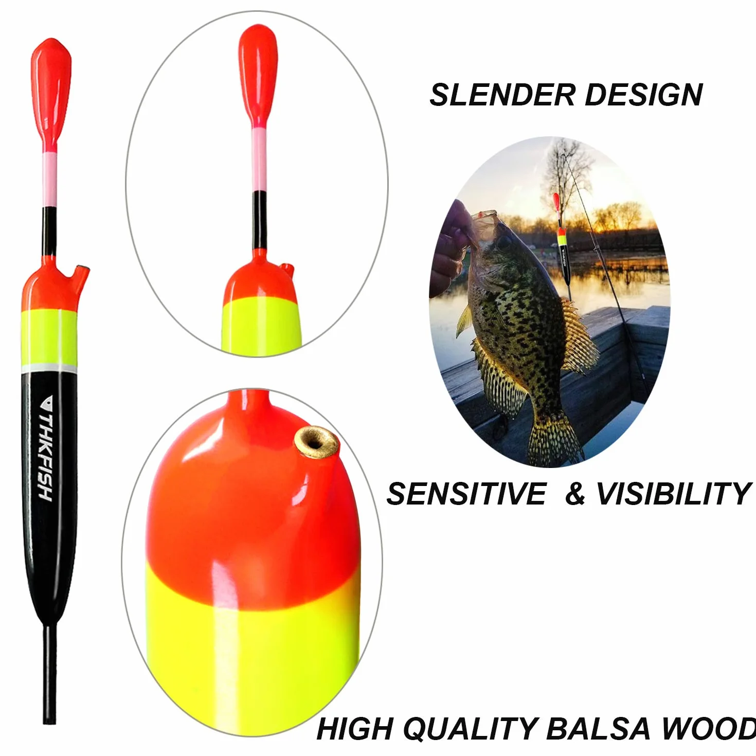 THKFISH Balsa Wood Flotadores de Pesca 5g 10g 15g 4g 3g 5 Piezas