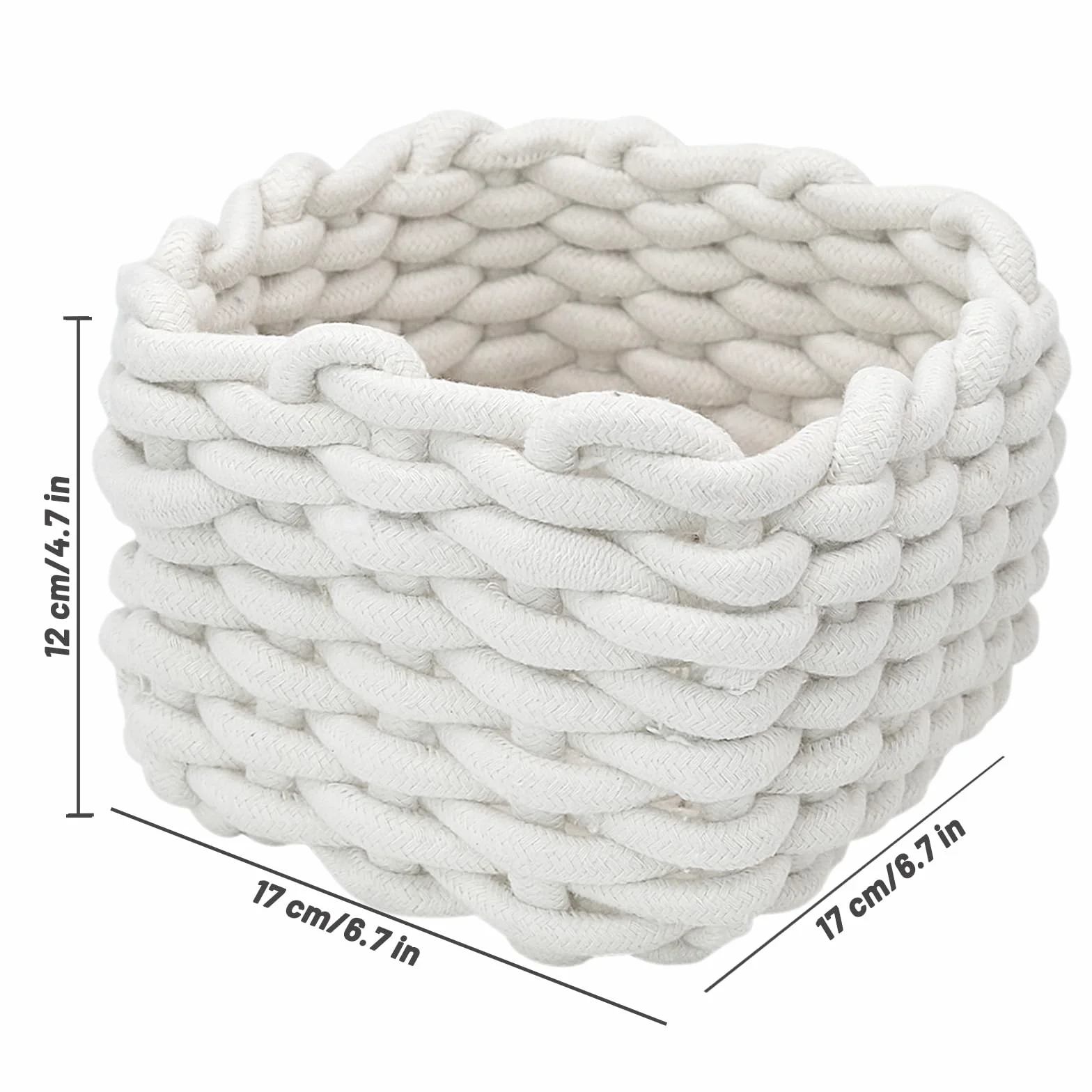 Cestas Almacenaje de Cuerda de Algodón, Canastas Tejidas Organizadoras Decorativas para Baño Armarios Cajones