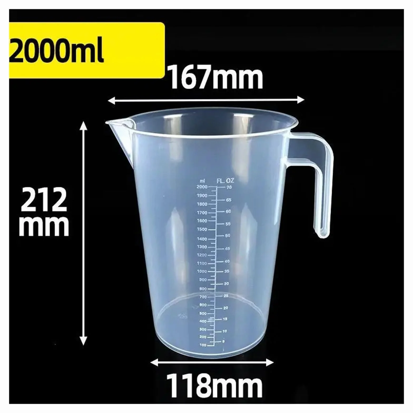 Vaso medidor graduado de plástico de gran capacidad con tapa, vaso de laboratorio transparente for mediciones precisas de líquidos(500ML)