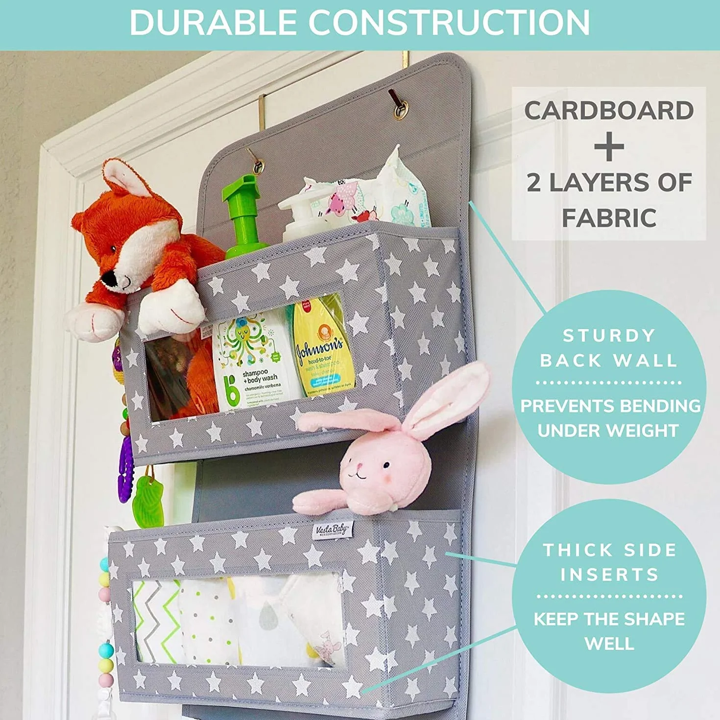 Vesta Baby Organizador para Puerta con 4 Bolsillos Ventana Transparente Almacenamiento Baños Habitación Niños Guardería