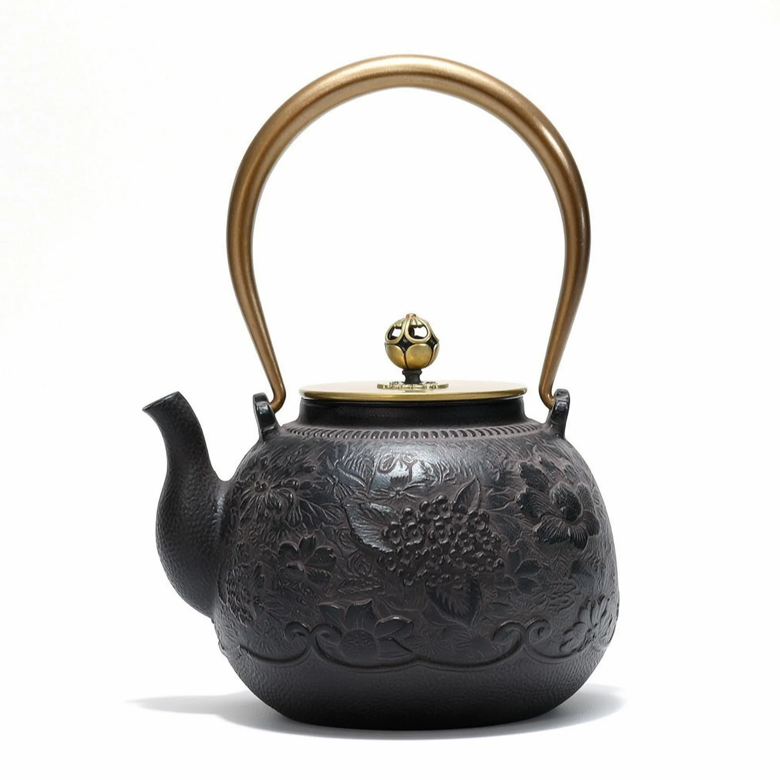 Tetera Hierro Fundido con Cesta para Infusiones Creativa Tetera con Cesta para Infusiones Aficionados Al Té, Black, Chunsemanyuan