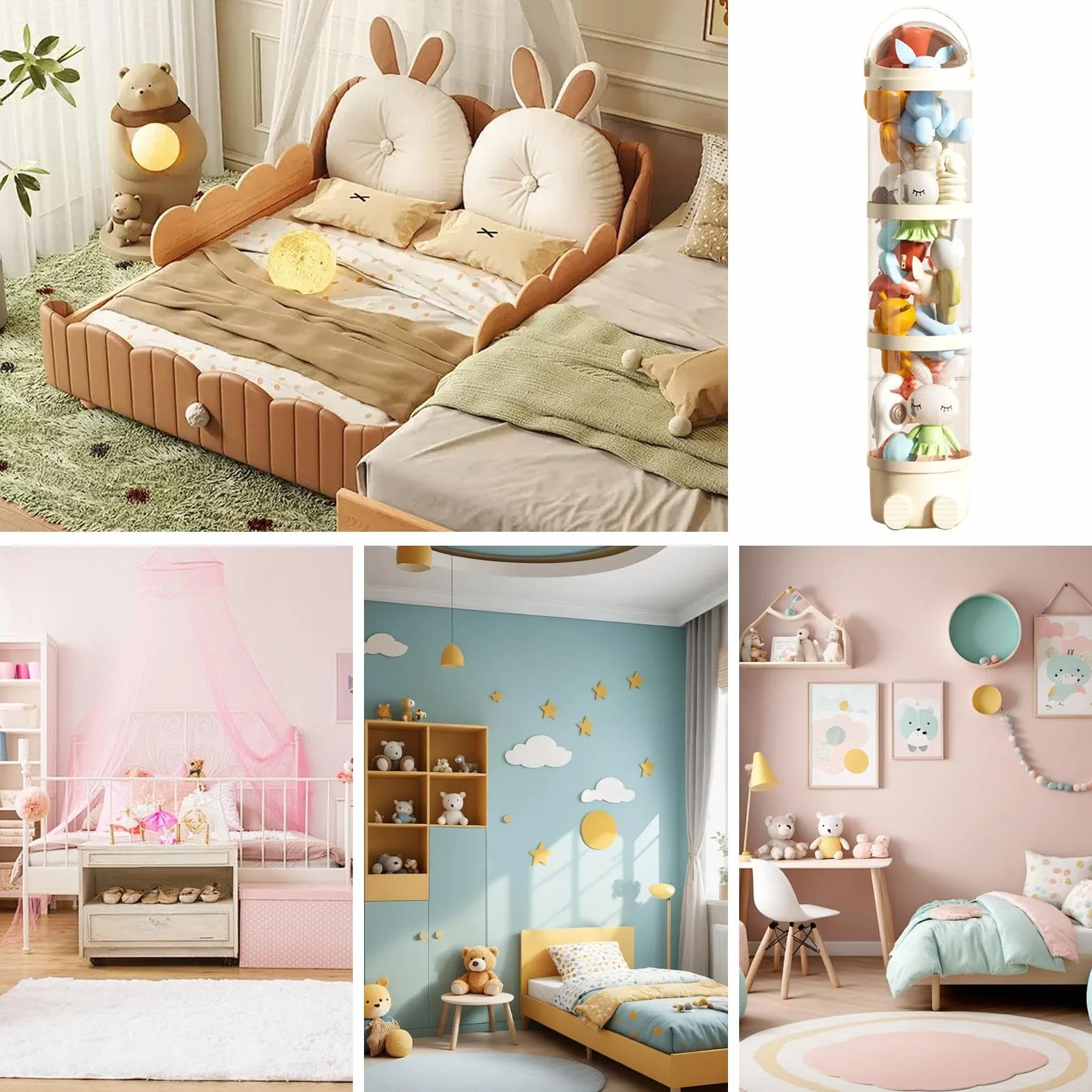 Rollo de almacenamiento de peluche 162 cm organizador infantil con 4 compartimentos