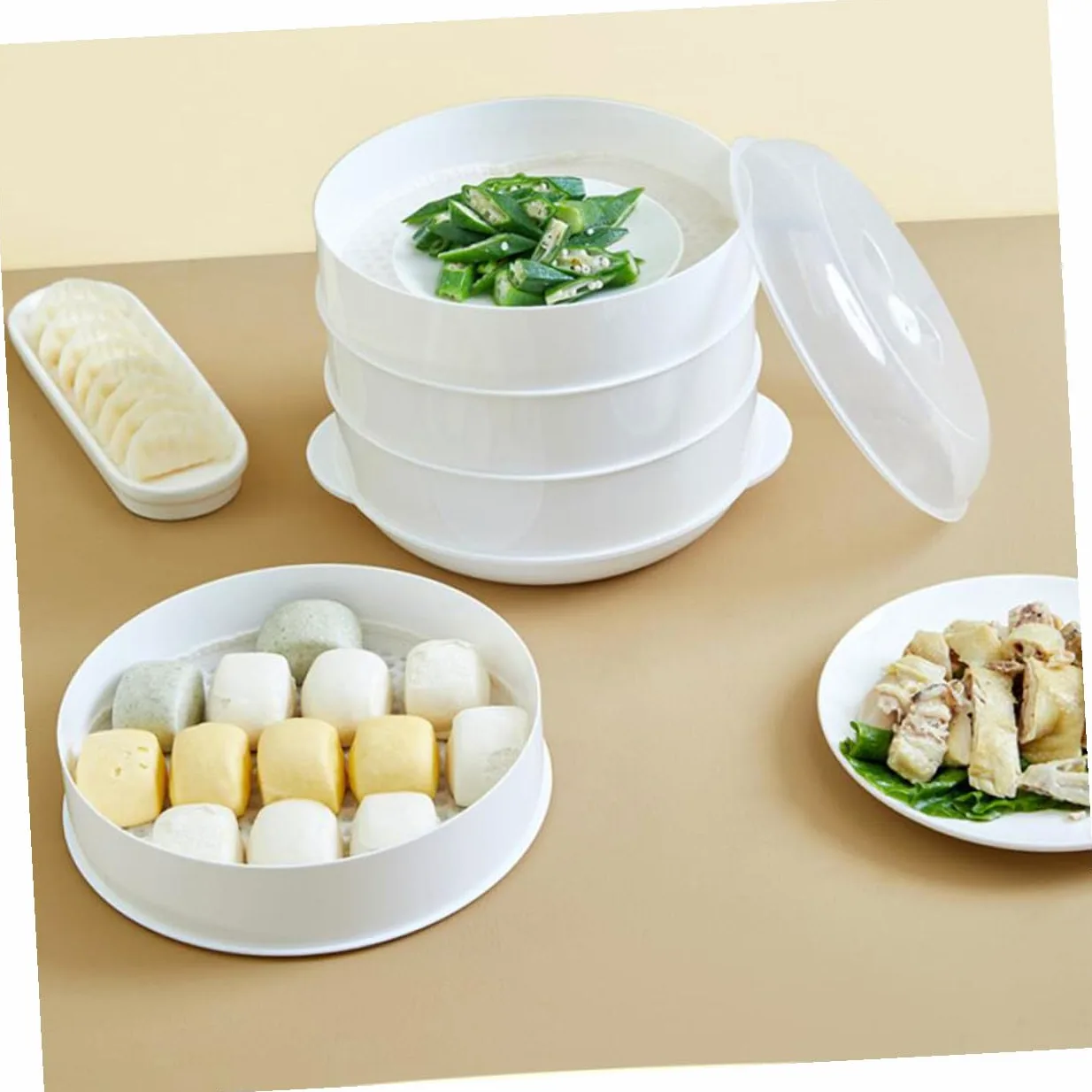Cocedor al Vapor Microondas Tapa Resistente al Calor Apto para Verduras Pasta y Arroz Utensilio Cocina Fácil Limpieza y Duradero