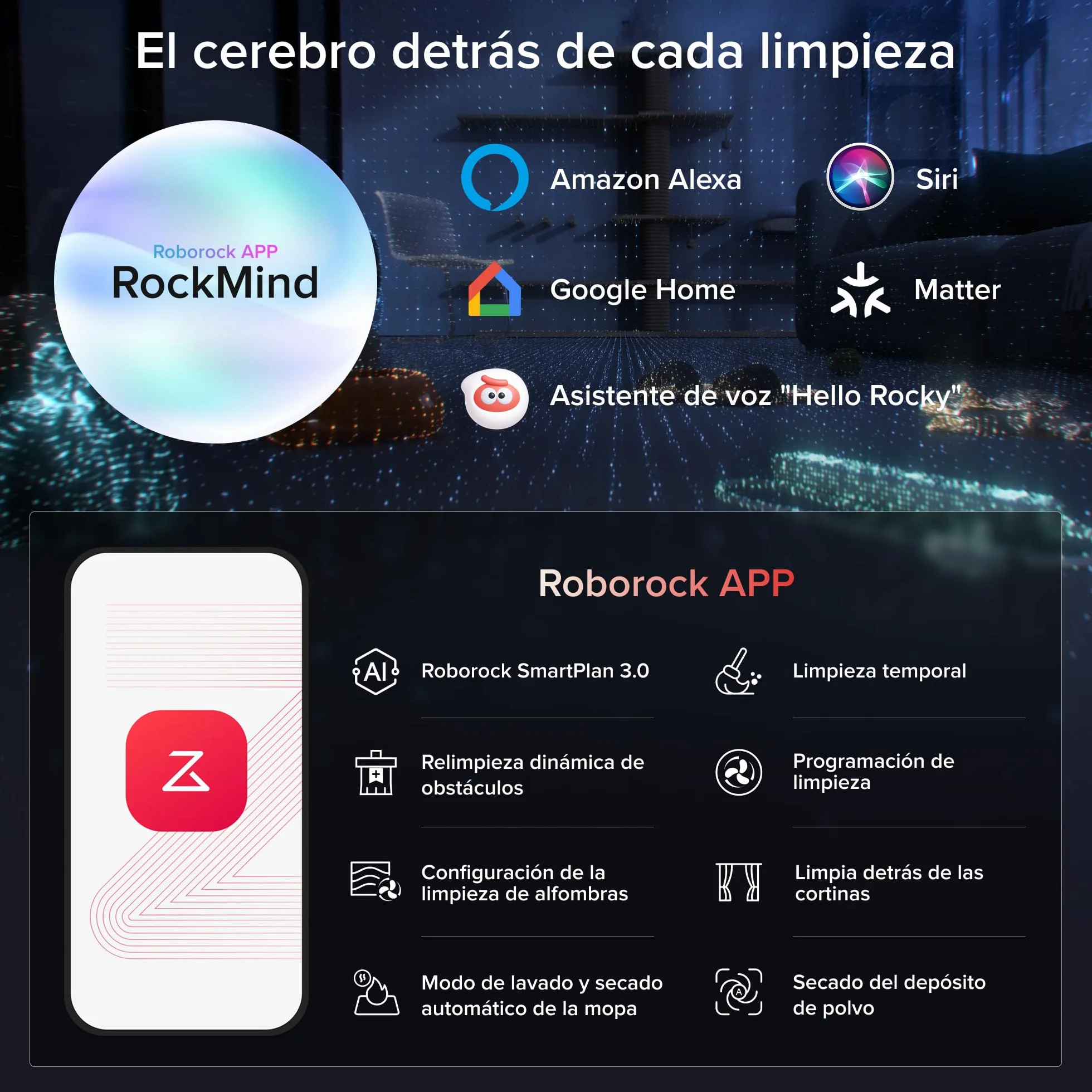 roborock Saros 20 Sonic Robot Aspirador 36.000 Pa, Motor HyperForce, Doble Sistema Antienredos, Chasis AdaptiLift Supera Umbrales de 8,8 cm, Nuevo RockDock, Planificación por Voz SmartPlan 3.0