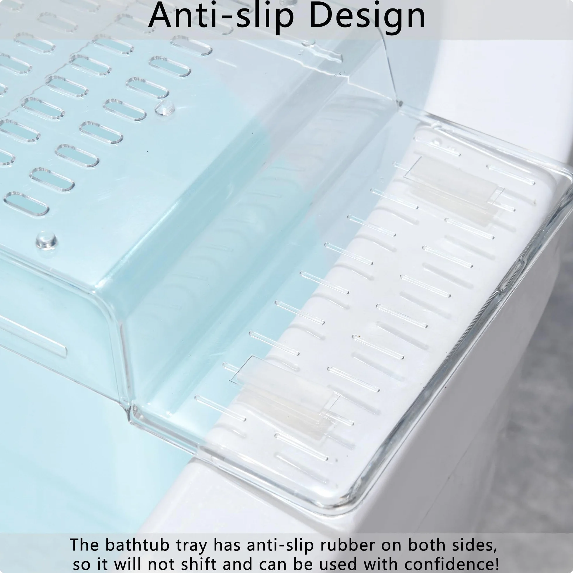 Bandeja para Bañera Acrílica Extensible - Estante Ajustable para Bañera para Copa de Vino, Velas, Libros y Productos de Baño - Organizador de Baño Resistente al Agua - Transparente