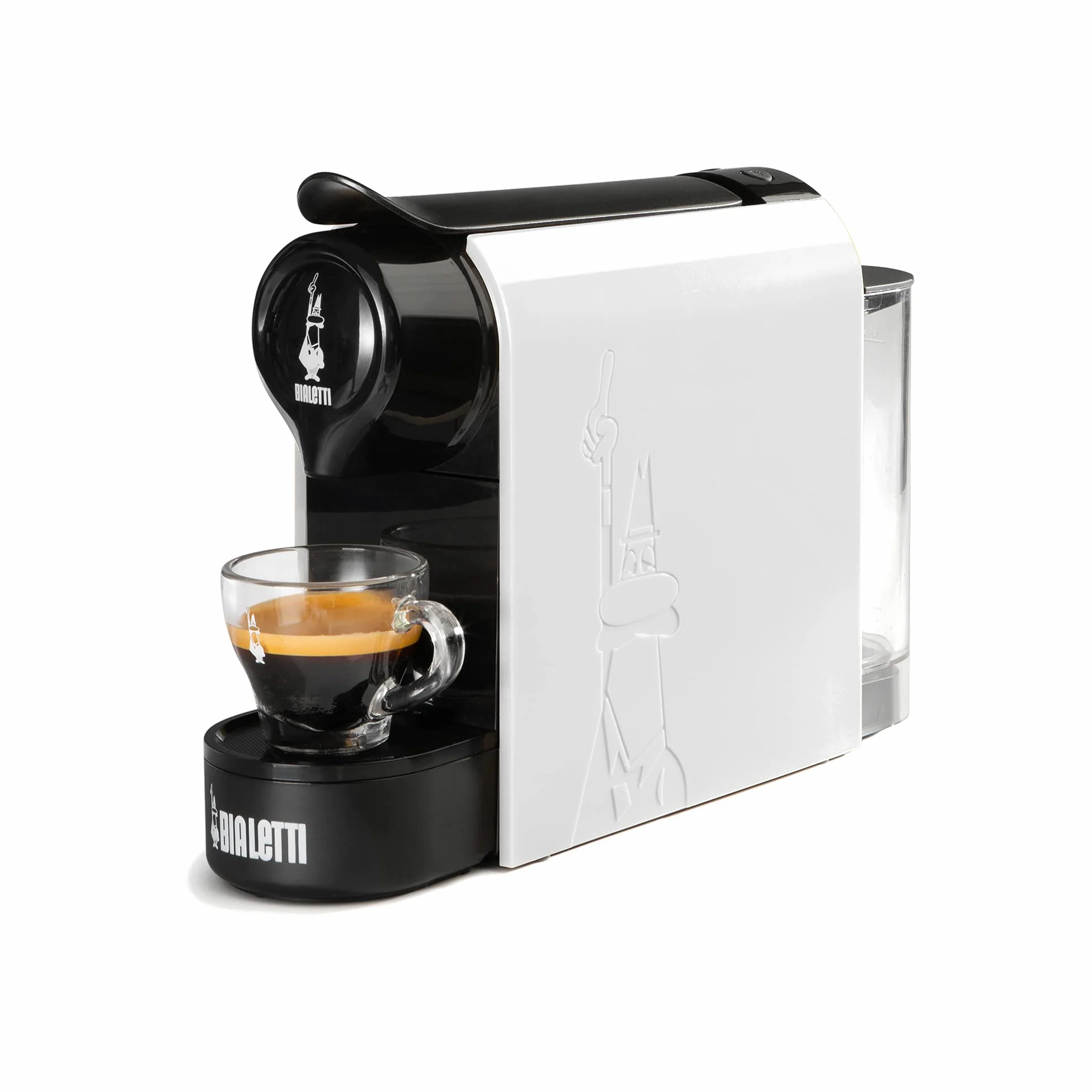 Bialetti Gioia, Espresso Café Máquina por Aluminio Cápsulas, Sarribaer-compacto, 500 ml Tanque, 1200W, Blanco